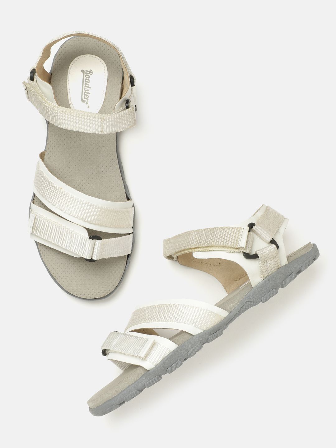 The Roadster Lifestyle Co Women Off-White Solid Sports Sandals Price in India