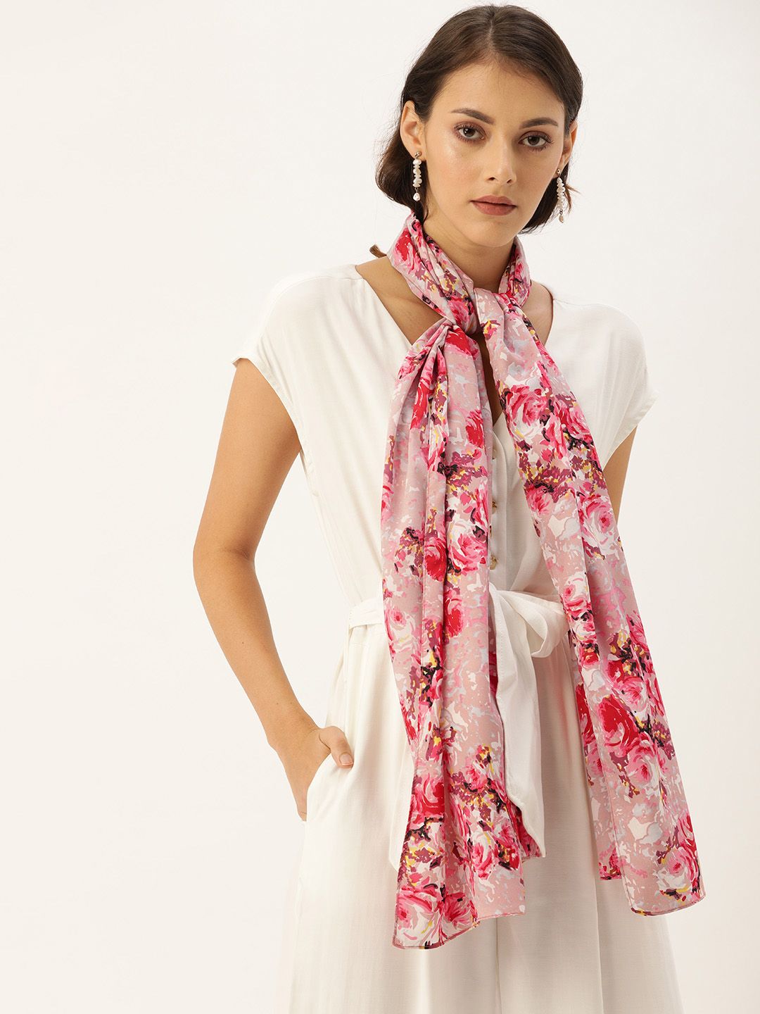 DressBerry Women Pink Printed Scarf Price in India