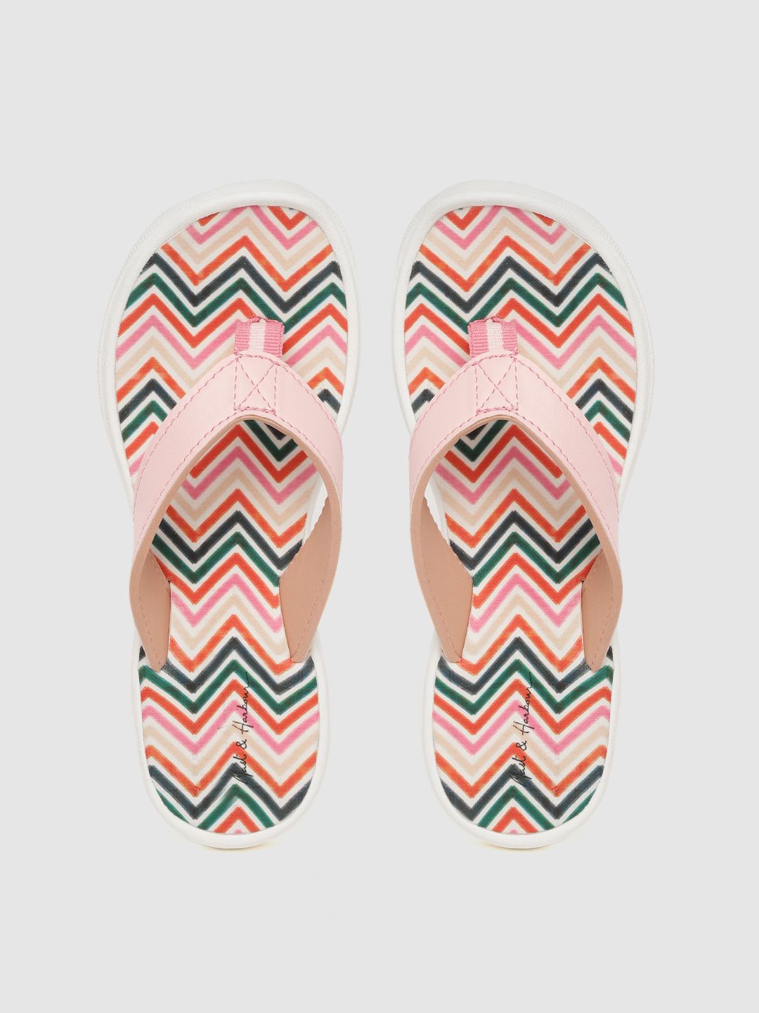 Mast & Harbour Women Multicoloured Chevron Printed Thong Flip-Flops Price in India