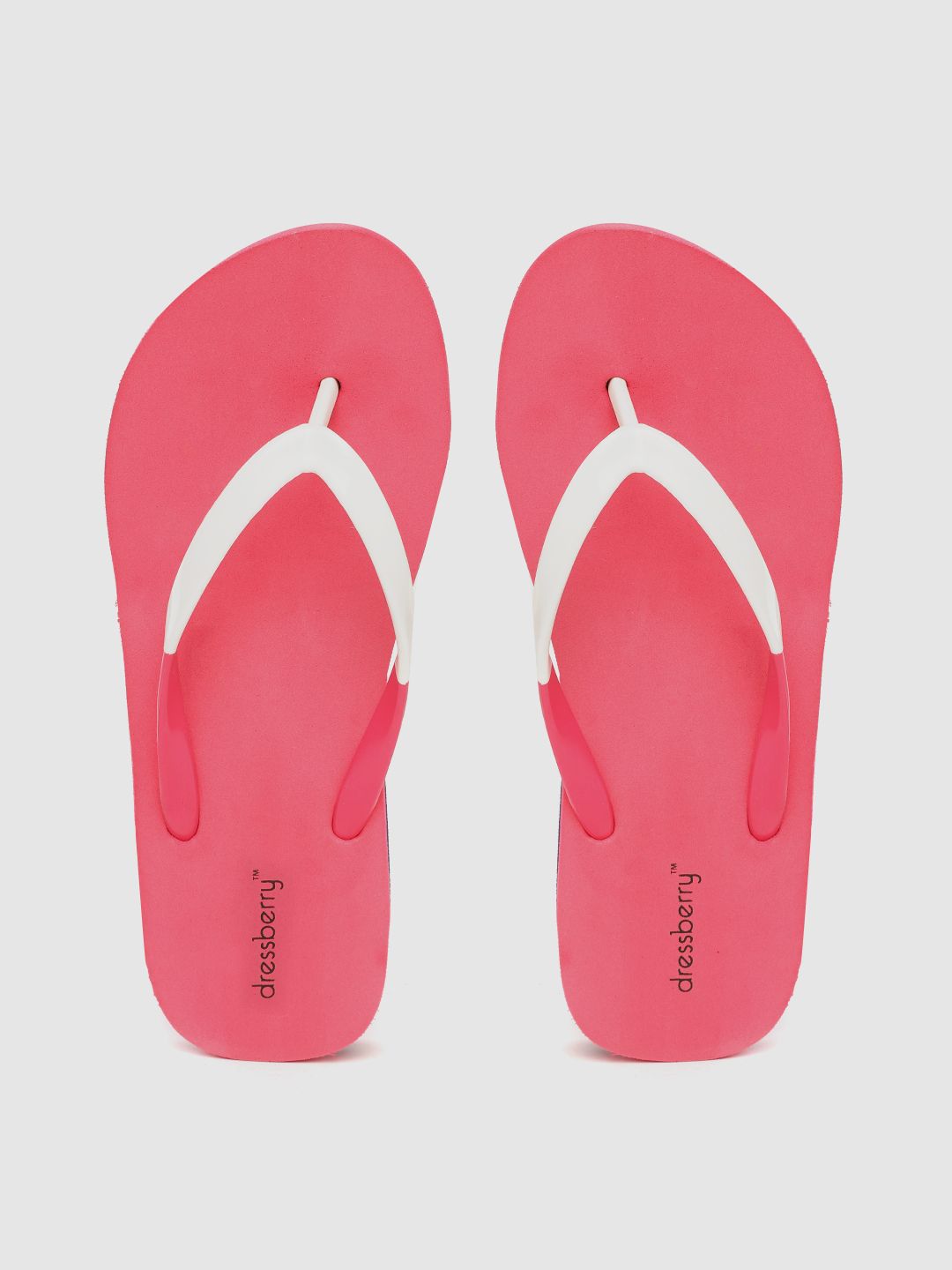 DressBerry Women White & Pink Colourblocked Thong Flip-Flops Price in India