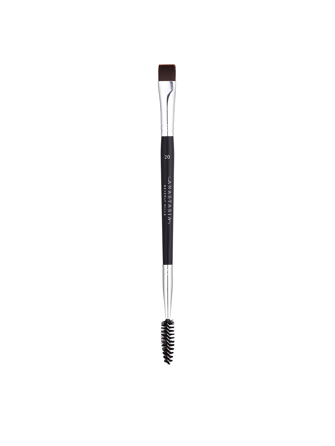 ANASTASIA BEVERLY HILLS Black & Silver-Toned Dual-Ended Flat Detail Brush - 20 Price in India