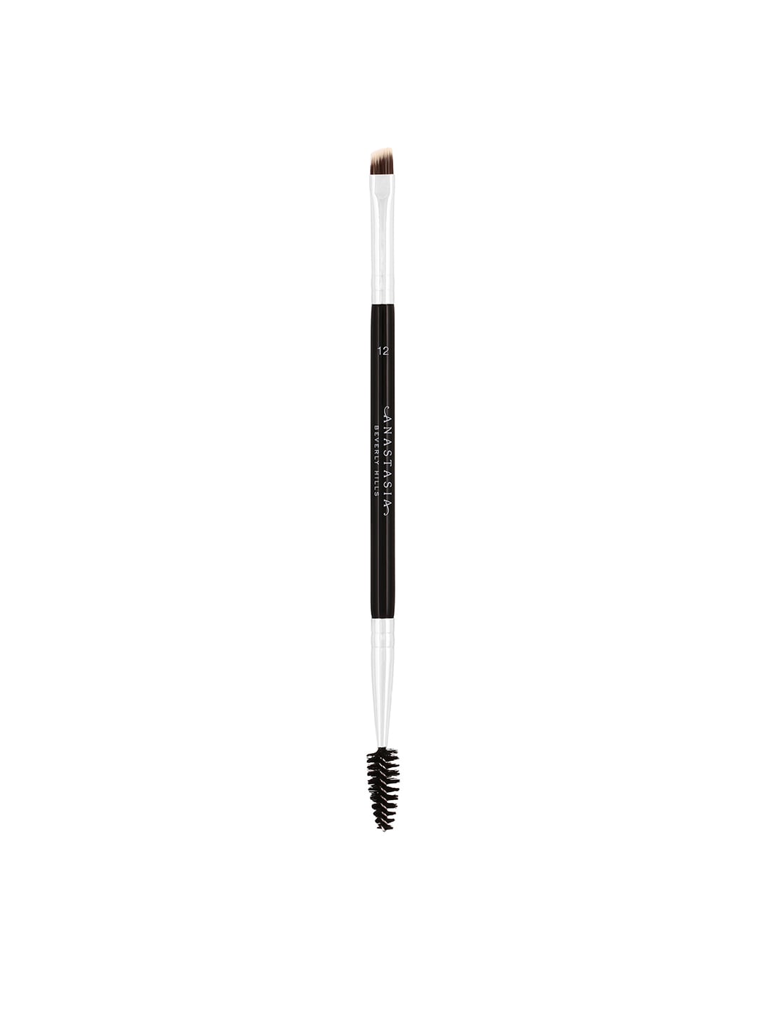 ANASTASIA BEVERLY HILLS Black & Silver-Toned Dual-Ended Firm Angled Brush - 12 Price in India