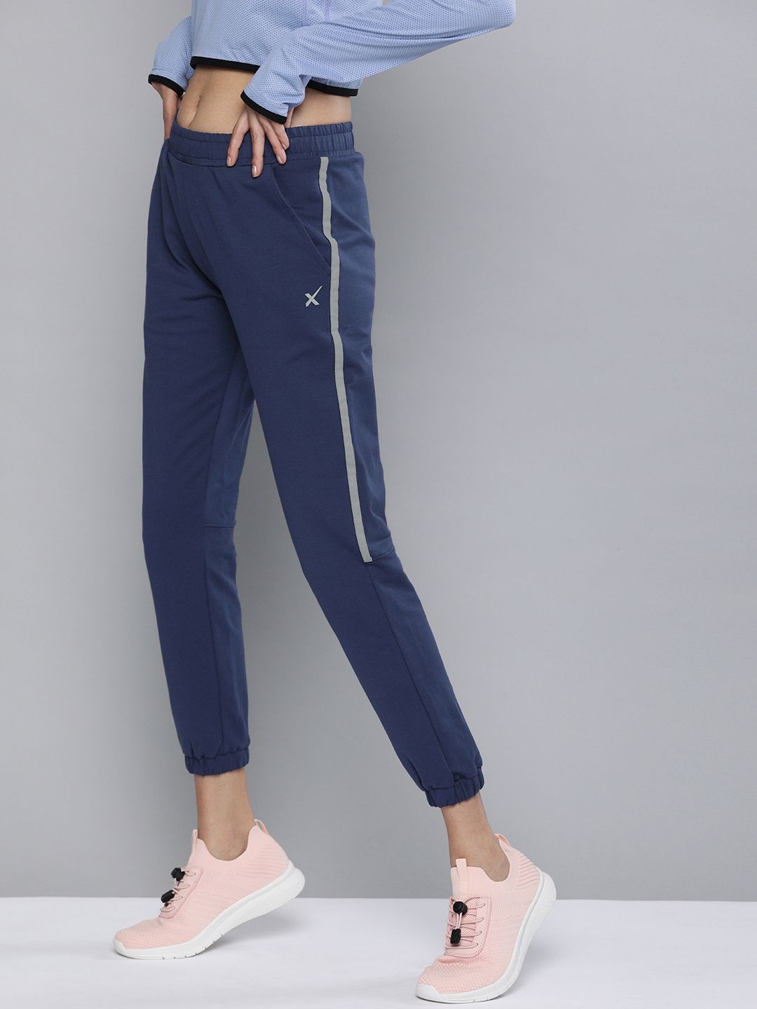 HRX By Hrithik Roshan Women Medieval Blue Solid Slim Fit Lycra Rapid-Dry Antimicrobial Training Joggers Price in India