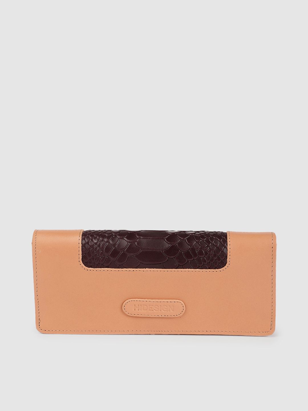 Hidesign Women Nude-Coloured Snakeskin Textured Leather Two Fold Wallet Price in India