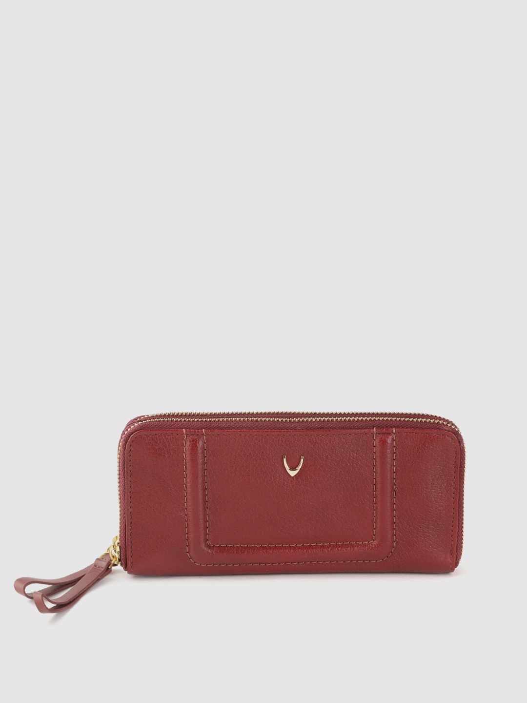 Hidesign Women Maroon Saffiano Effect Leather Zip Around Wallet Price in India