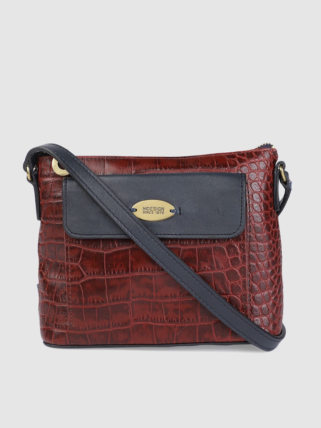 Hidesign Maroon Textured Leather Sling Bag Price in India