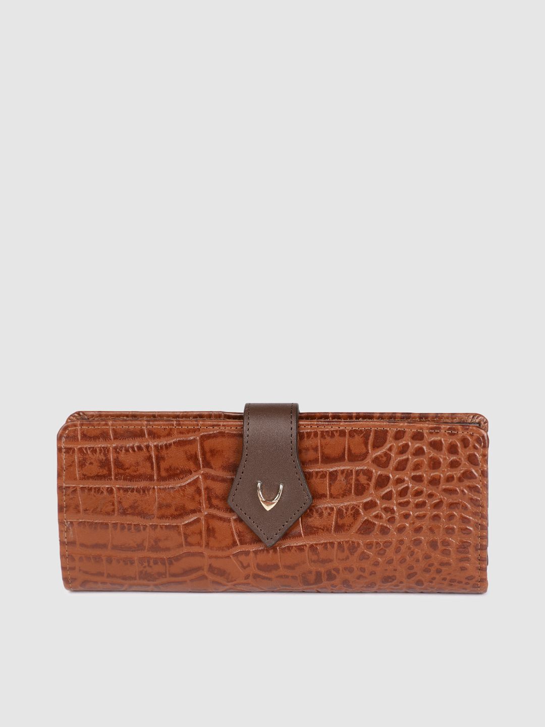 Hidesign Women Tan Brown Textured Leather Two Fold Wallet Price in India