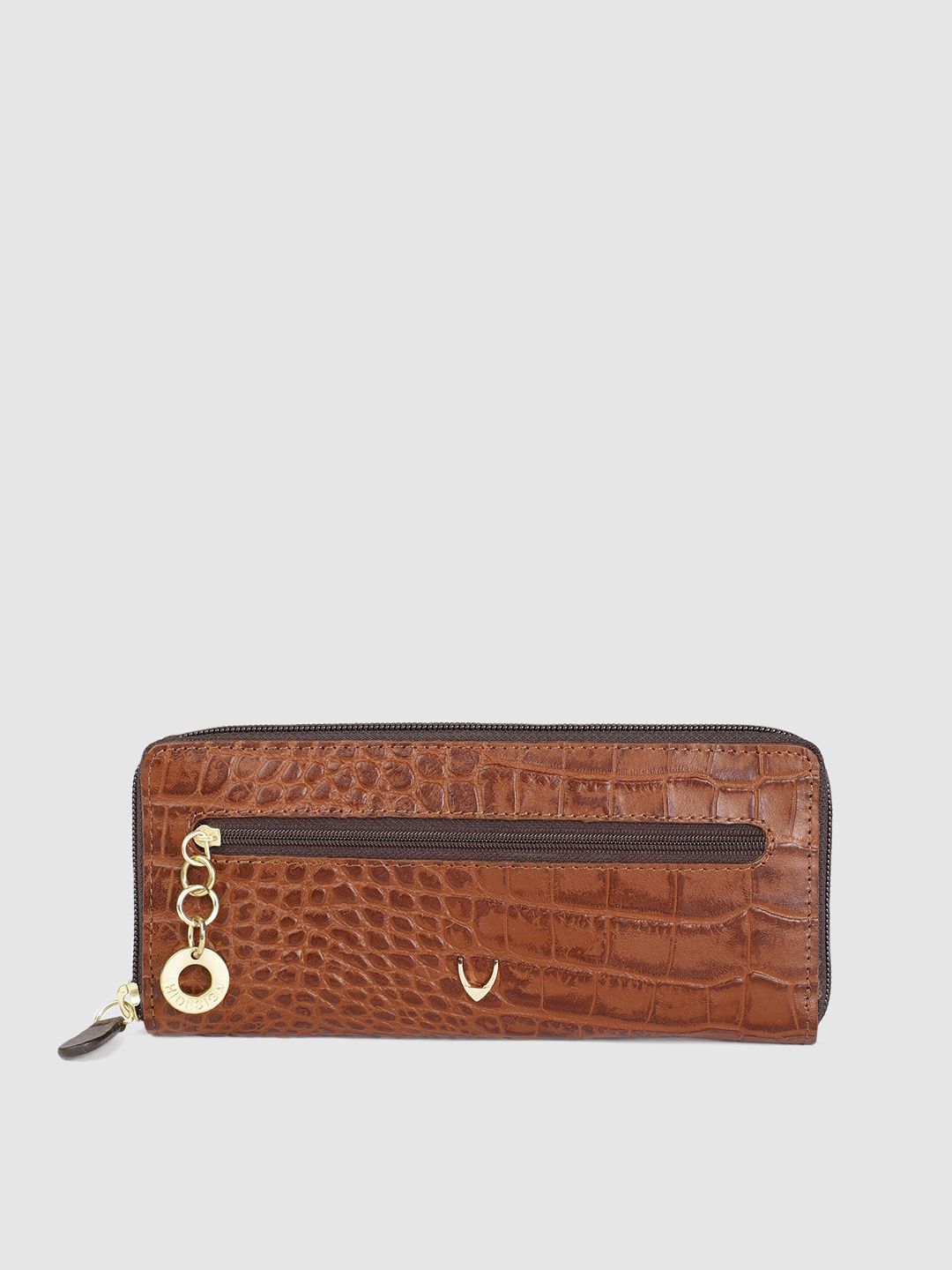 Hidesign Women Tan Brown Textured Leather Zip Around Wallet Price in India