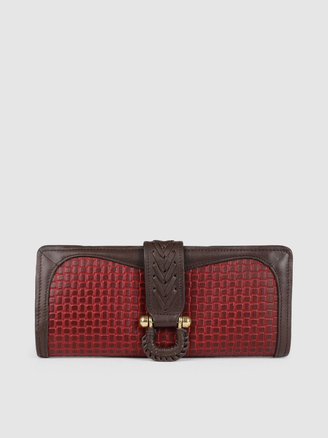 Hidesign Women Red & Brown Textured FRIEDA Leather Two Fold Wallet Price in India