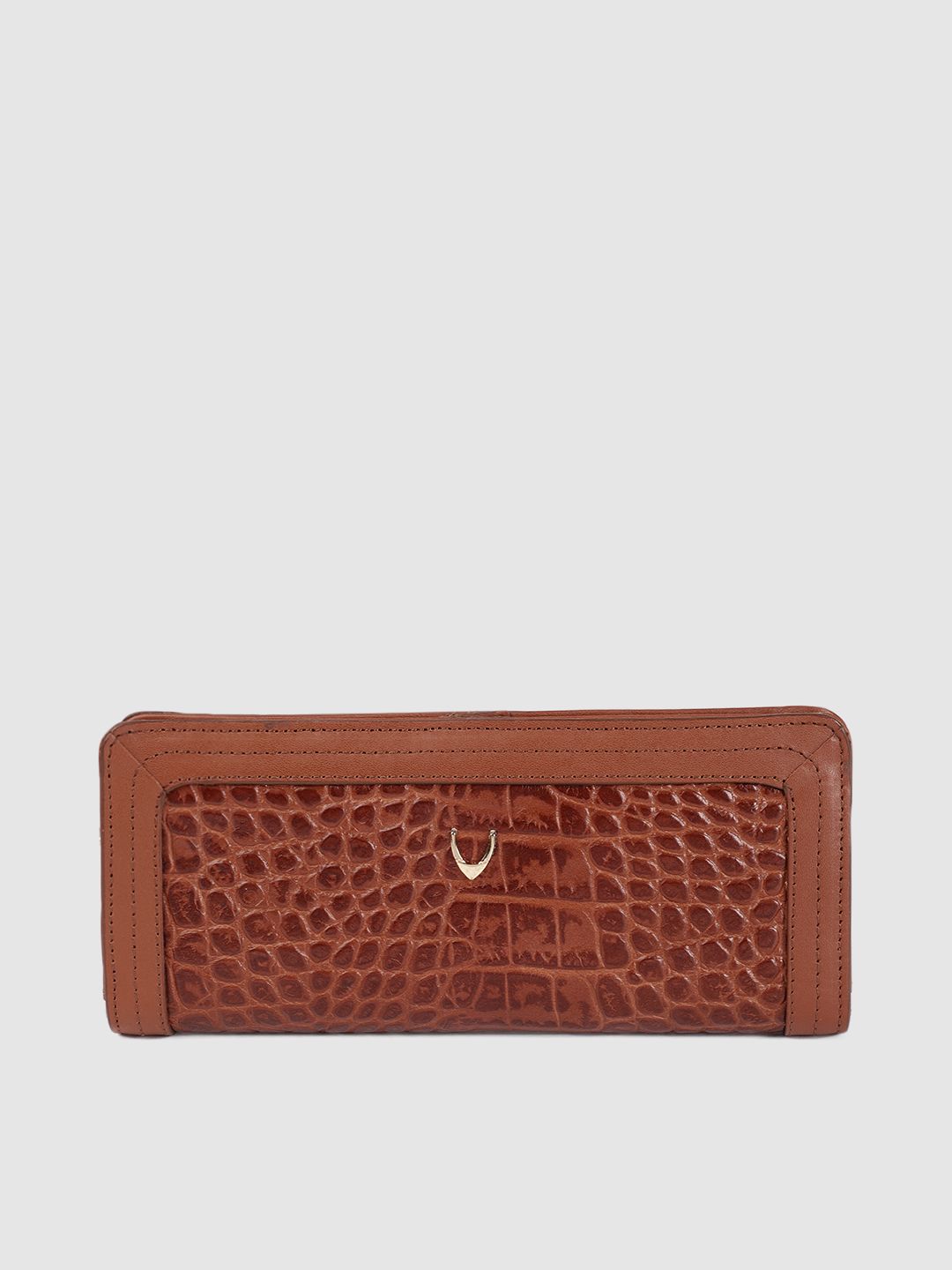 Hidesign Women Tan Brown Animal Textured Three Fold Wallet Price in India