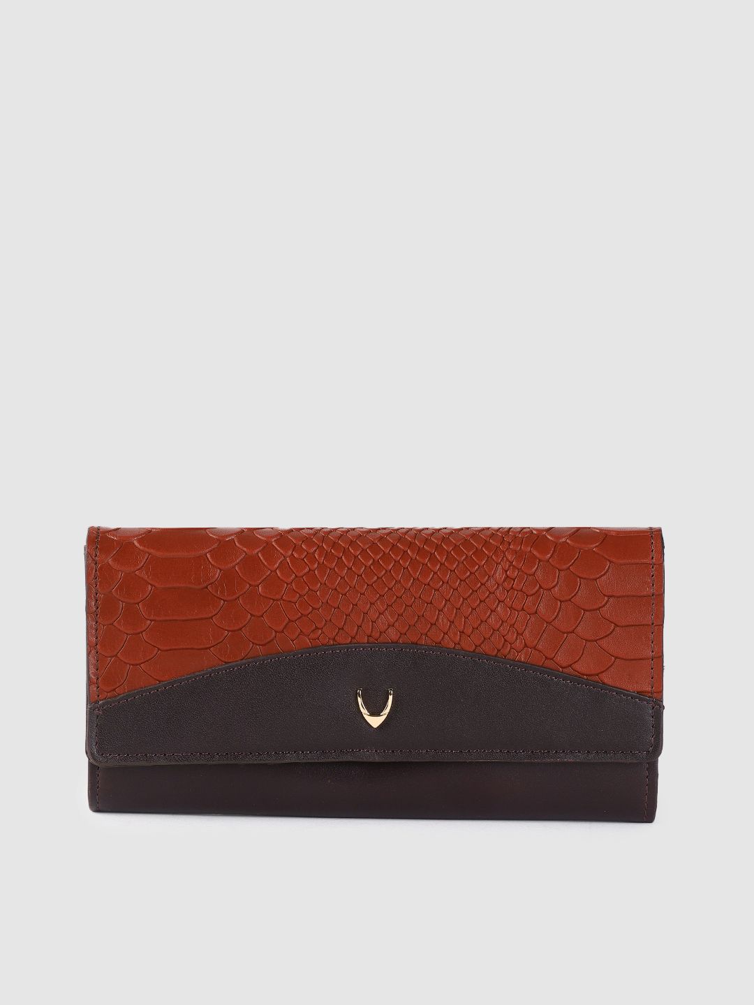 Hidesign Women Red & Brown Textured Leather Three Fold Wallet Price in India