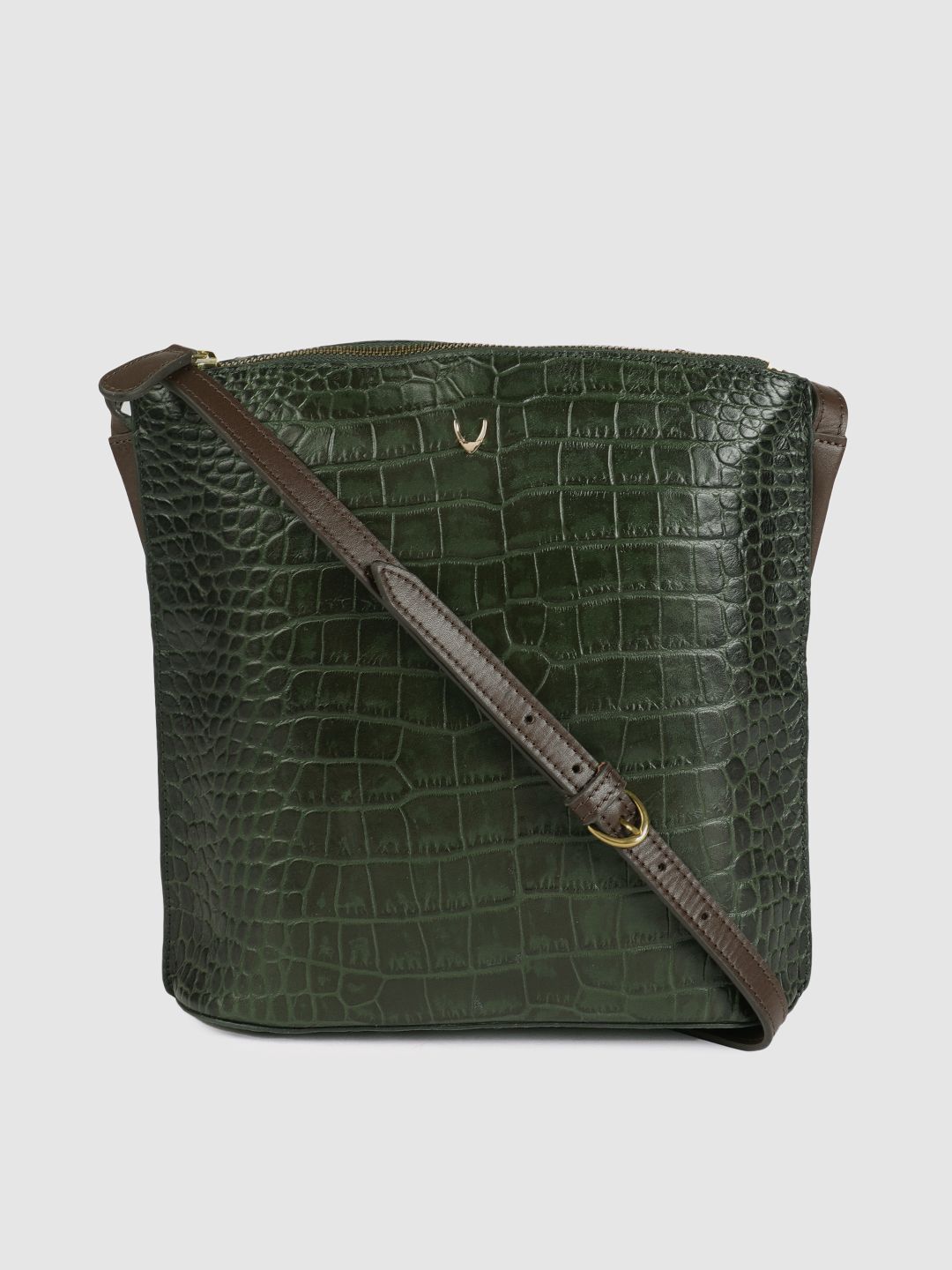 Hidesign Green Textured EE SCORPIO 03 Leather Sling Bag Price in India