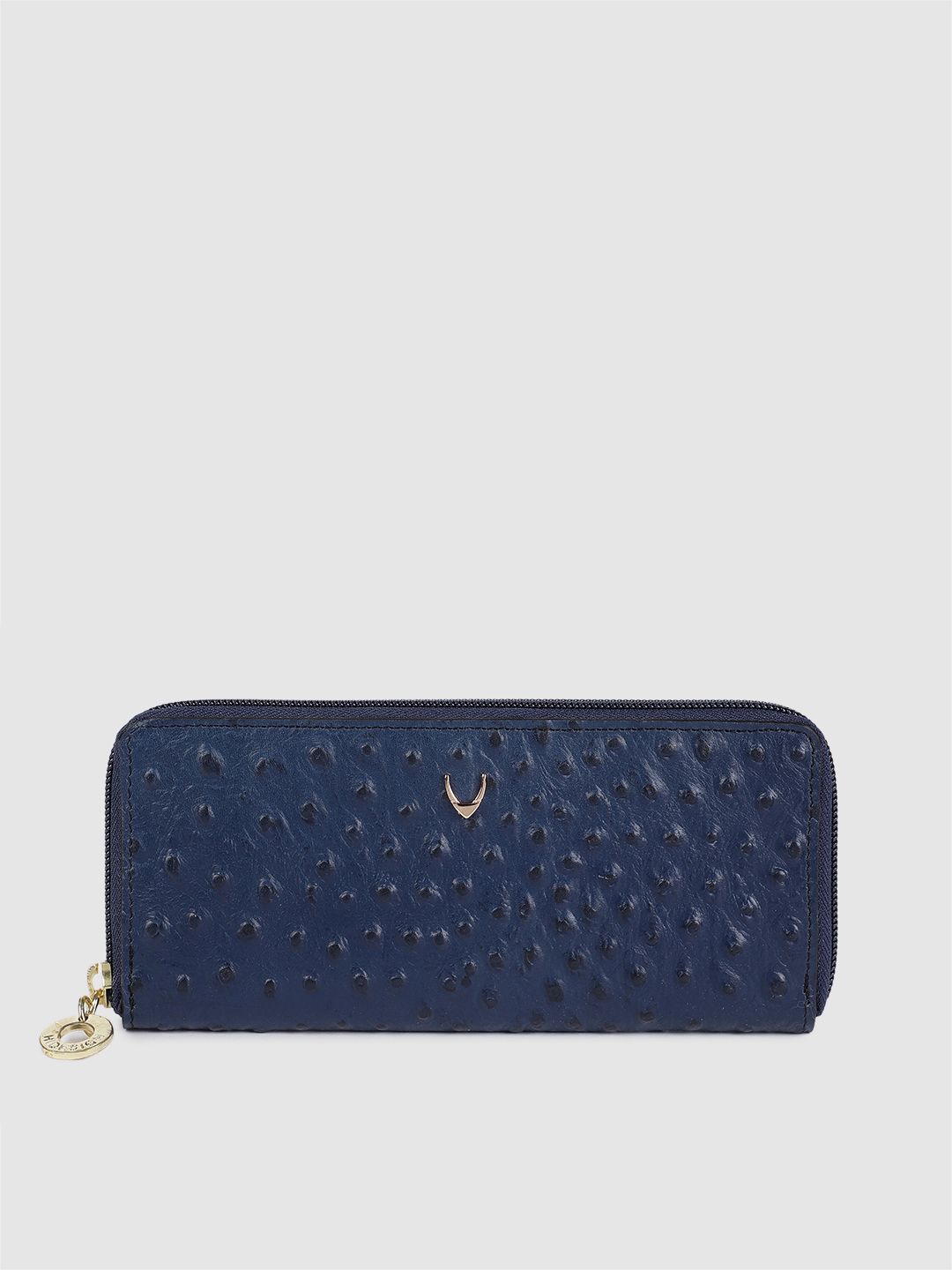 Hidesign Women Navy Blue Animal Textured Leather Zip Around Wallet Price in India