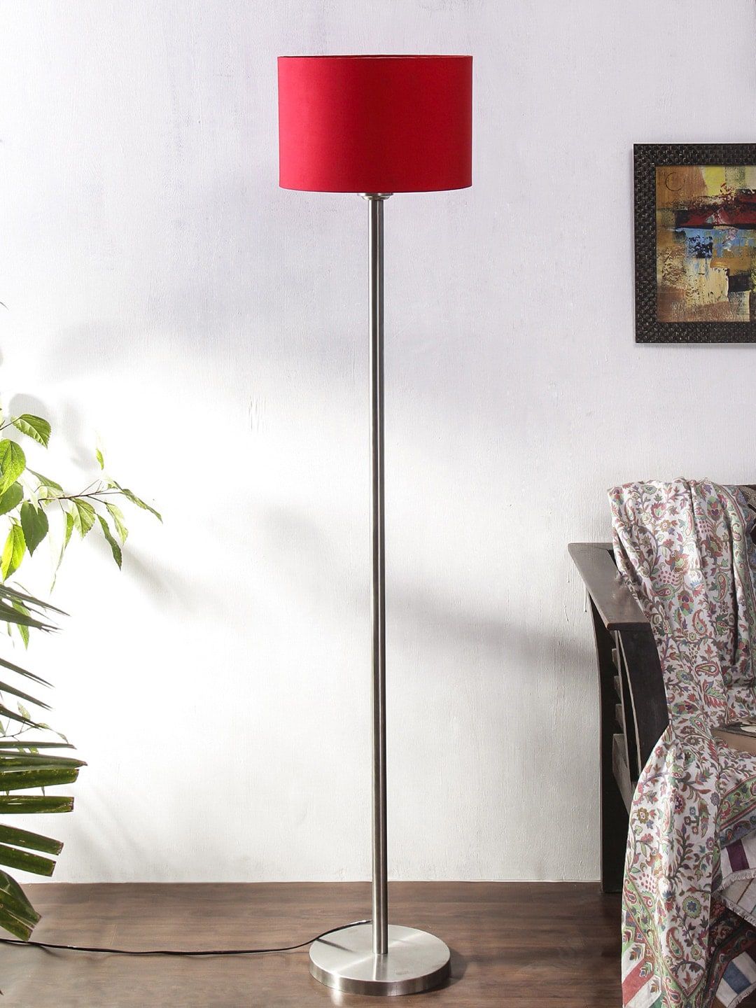 Devansh Red & Silver-Toned Solid Club Lamp Price in India