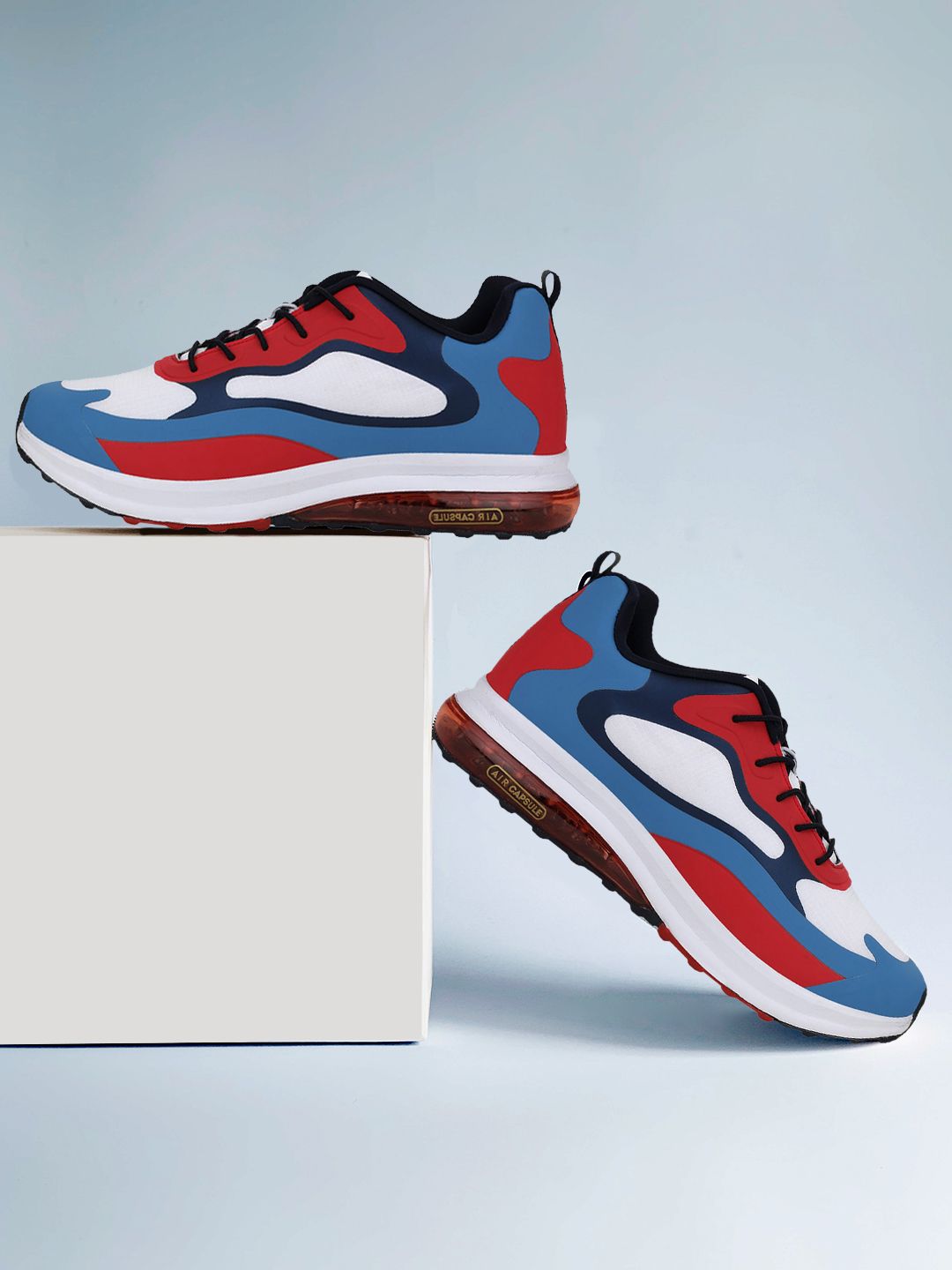 Campus Men RENEGADE White & Red Colourblocked PU Running Shoes