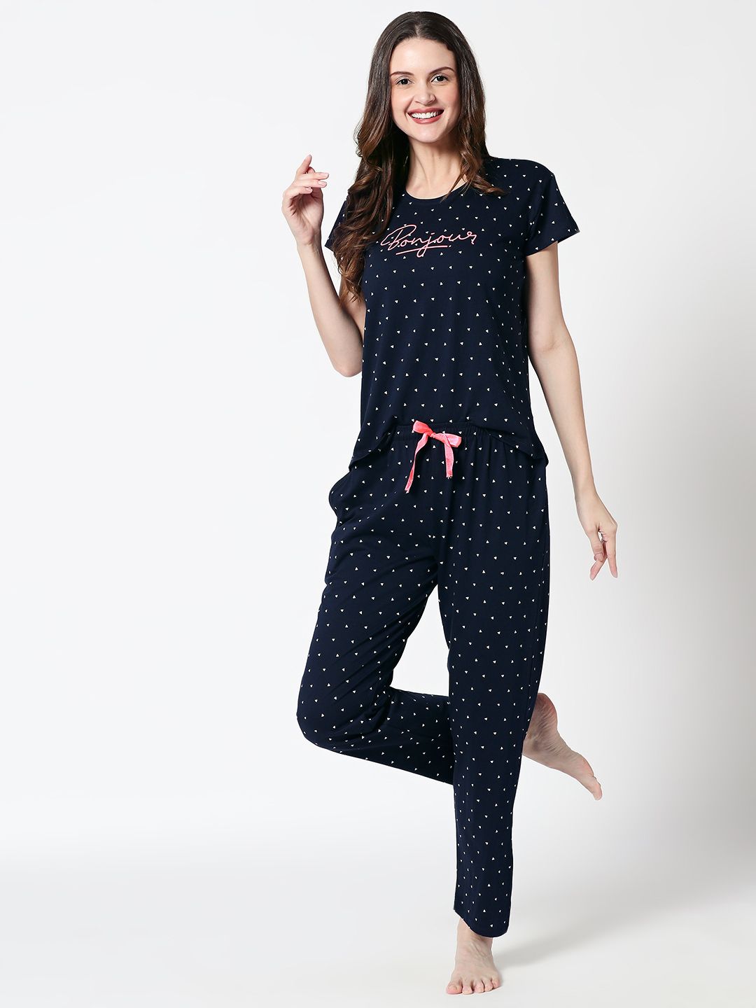 Buy Zeyo Women Printed Pure Cotton Top With Pajama, Short - Night