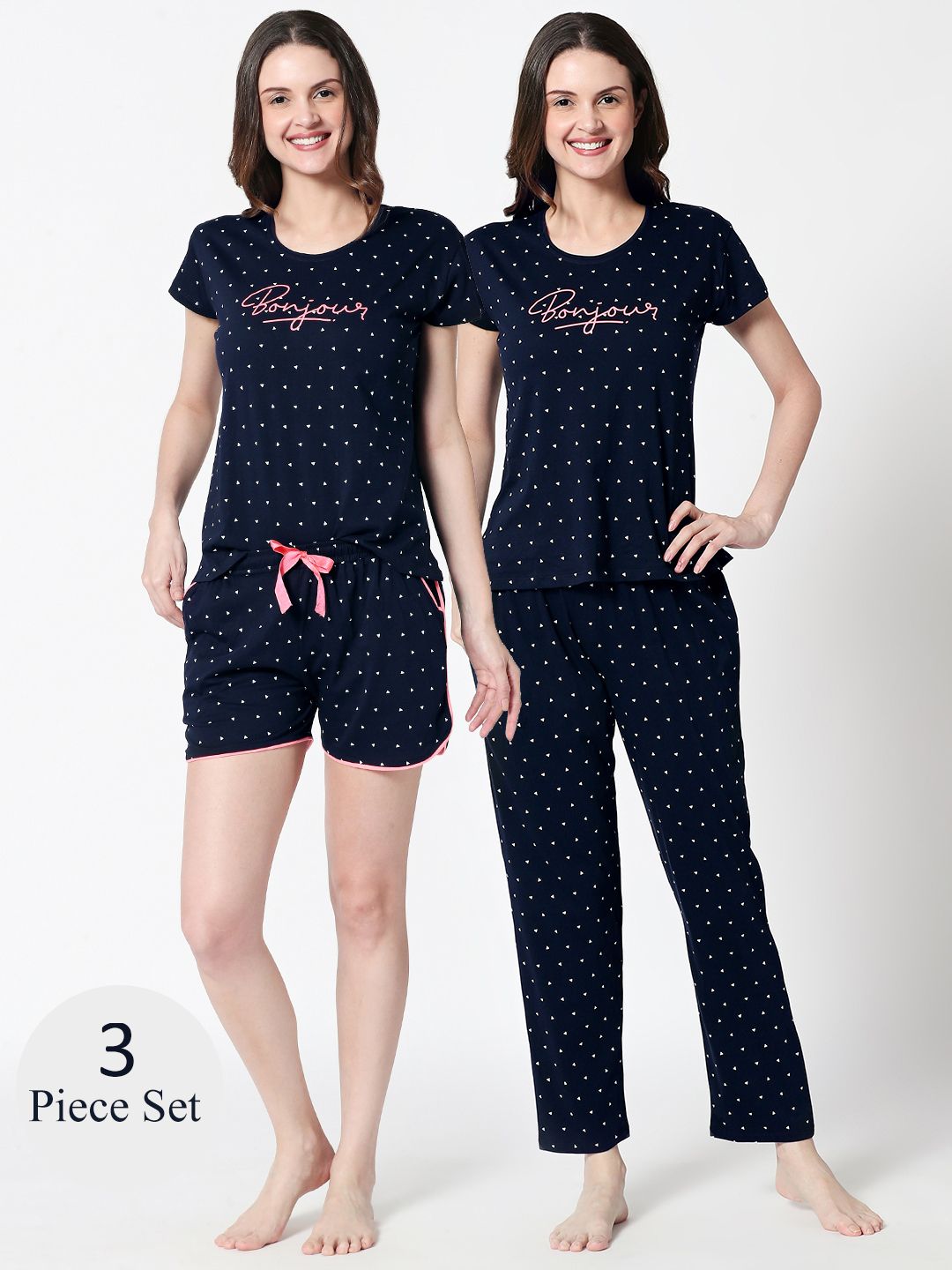 Buy Zeyo Women Printed Pure Cotton Top With Pajama, Short - Night