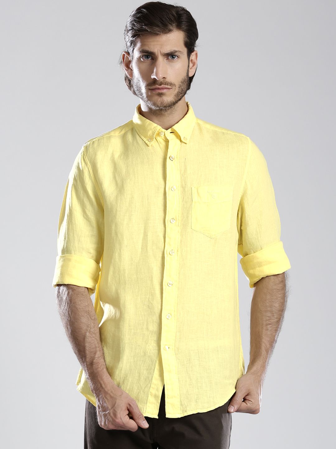 Yellow Linen Shirt Dress