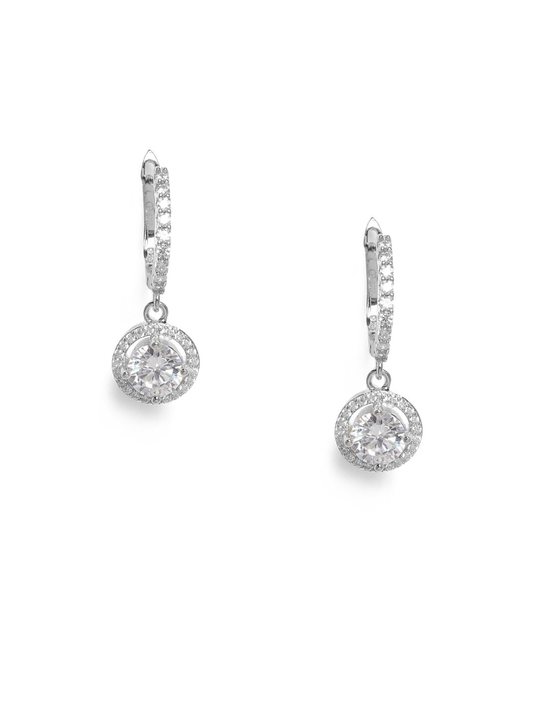 GIVA 925 Sterling Silver Rhodium-Plated Zircon Drizzle Drop Earrings Price in India