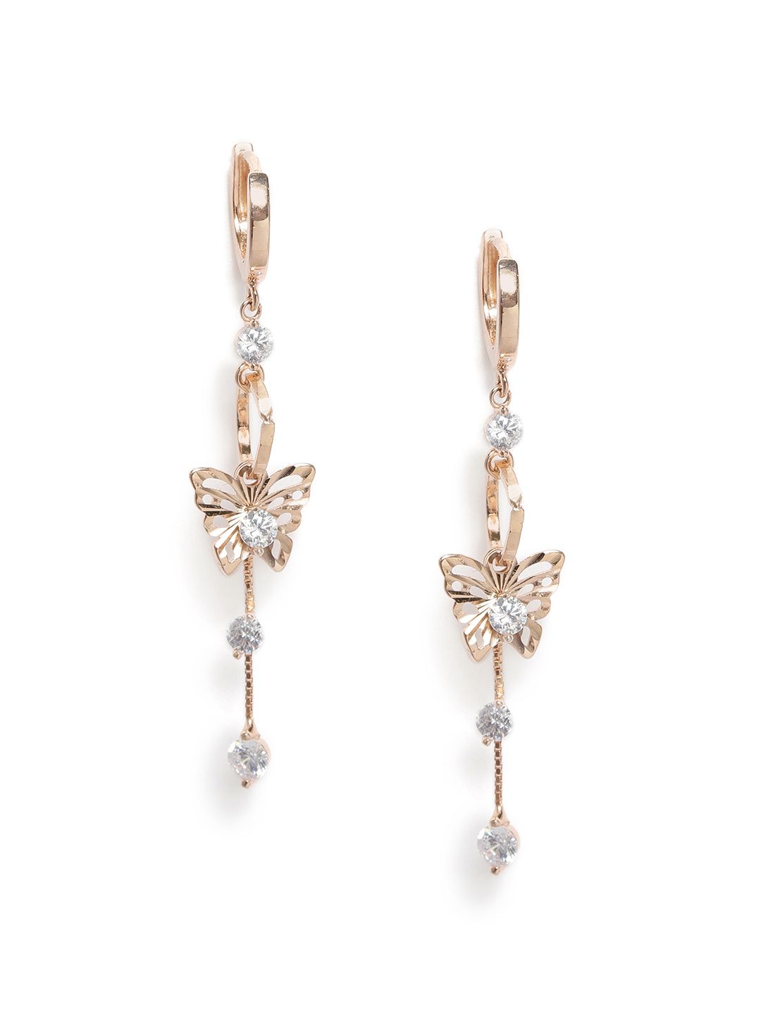 GIVA 925 Sterling Silver Rose Gold-Plated Charming Butterfly Drop Earrings Price in India