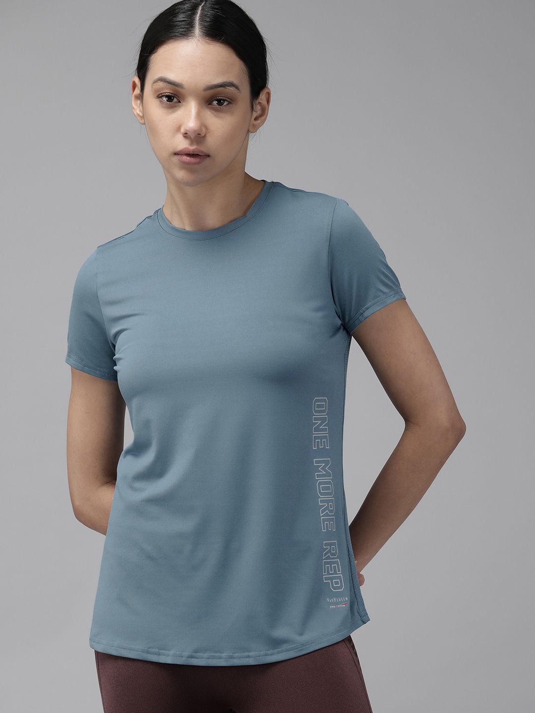 Van Heusen Women Blue Solid ANTIBACTERIAL Lounge T-shirt Price in India