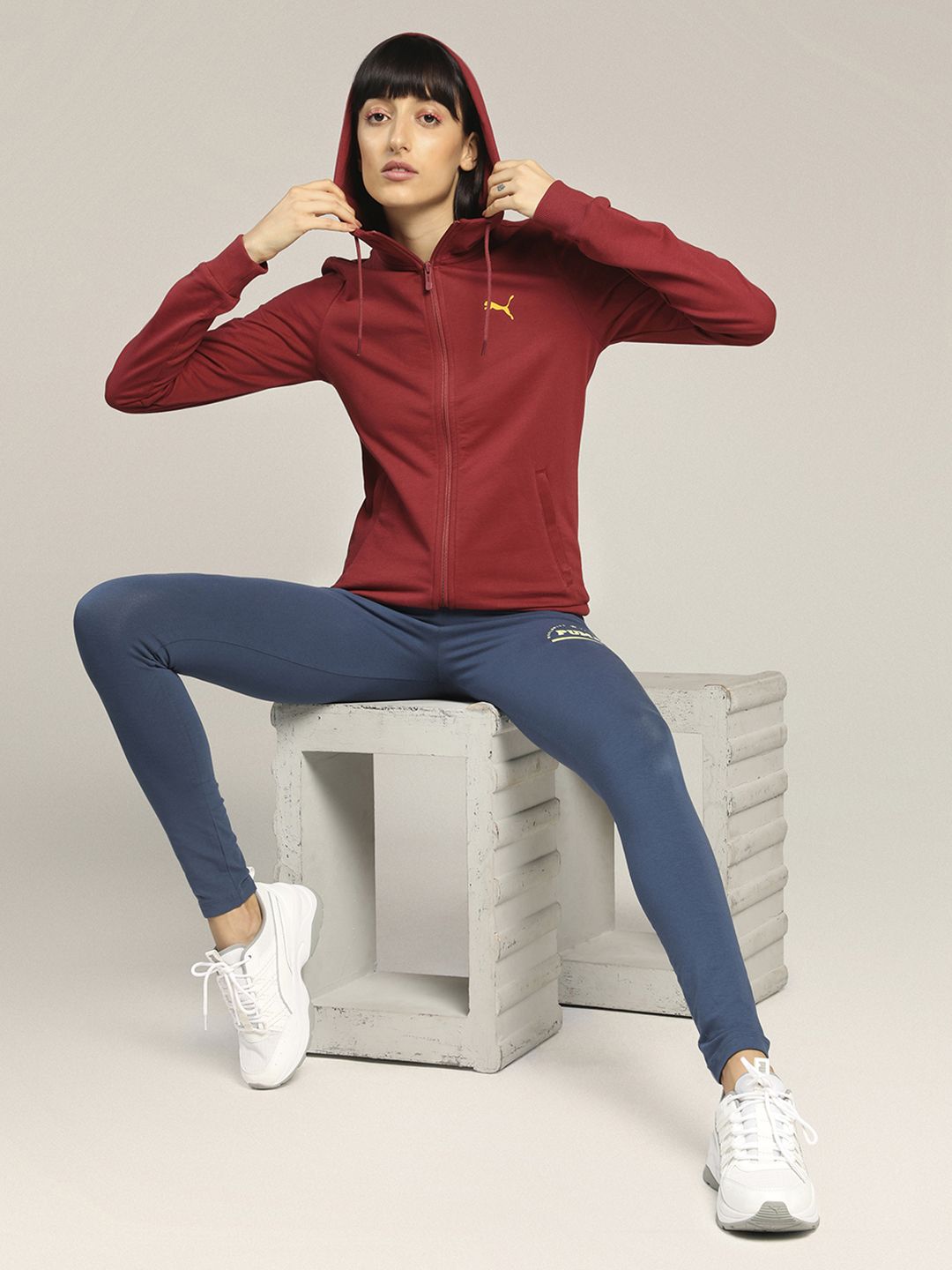 Puma Women Red Solid Sporty Jacket Price in India