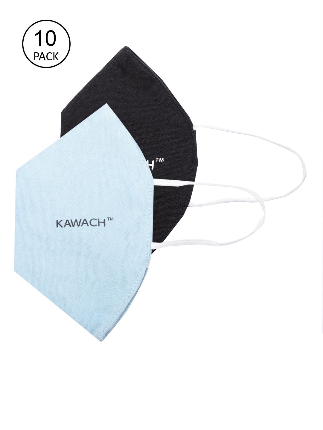 Kawach Unisex Pack of 10 Solid Reusable Protective Anti-Allergic 3 Ply Cloth Face Mask Price in India