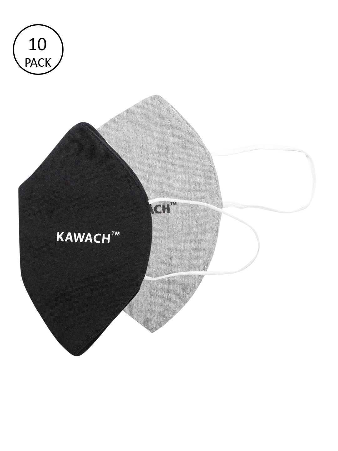 Kawach Unisex Pack of 10 Reusable 3-Ply Bio-Washed Anti-Allergic Cotton Cloth Mask Price in India