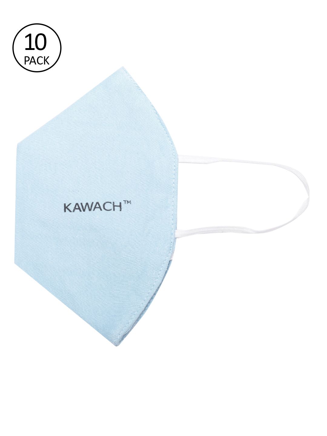 Kawach Unisex Blue Pack of 10 Solid Reusable 3 Ply Anti Allergic Cloth Masks Price in India