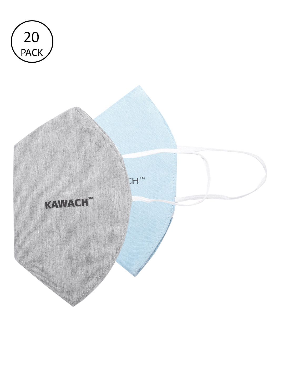 Kawach Unisex Pack of 20 Solid Reusable Protective Anti-Allergic 3 Ply Cloth Face Mask Price in India