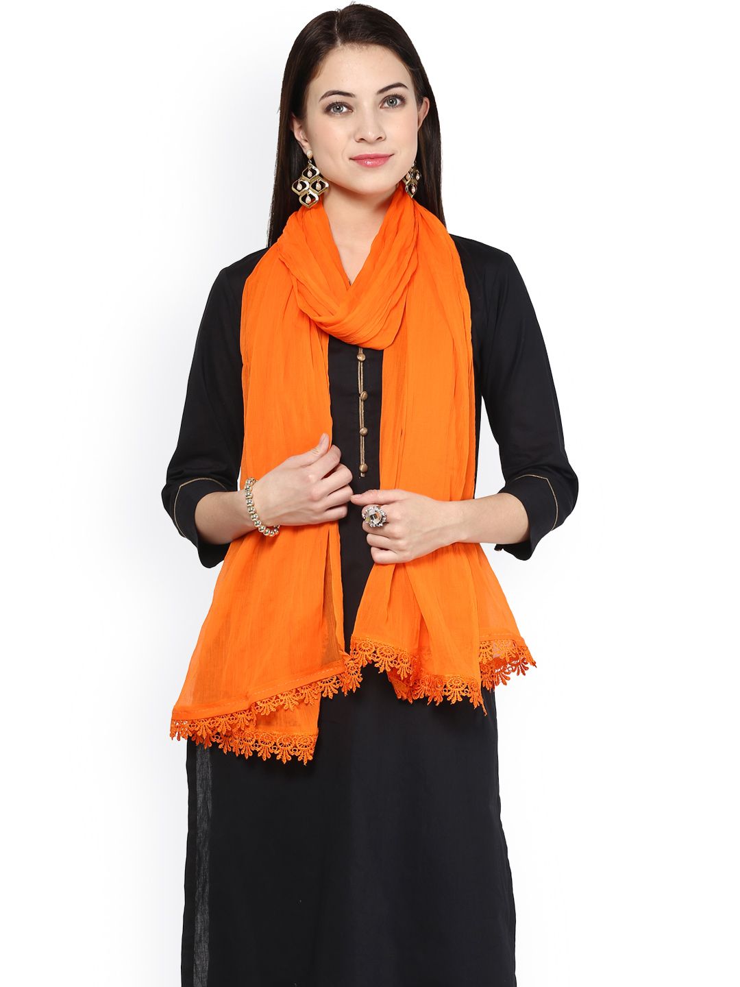 Dupatta Bazaar Orange Dupatta Price in India