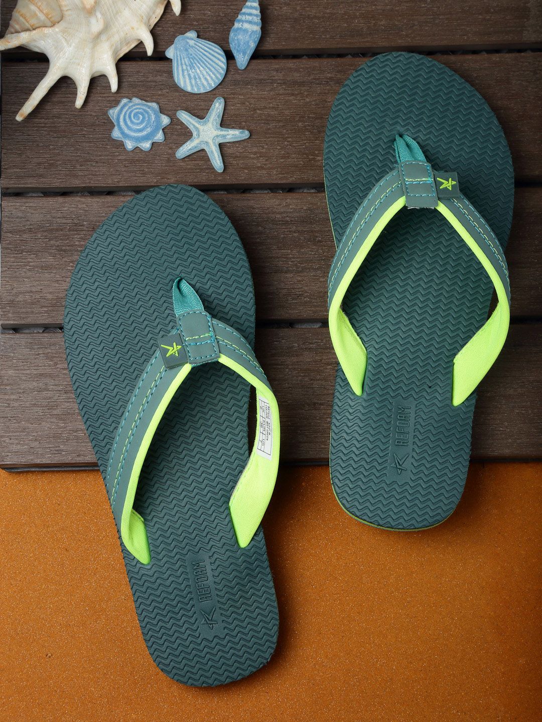 REFOAM Women Green Solid Thong Flip Flops Price in India Full