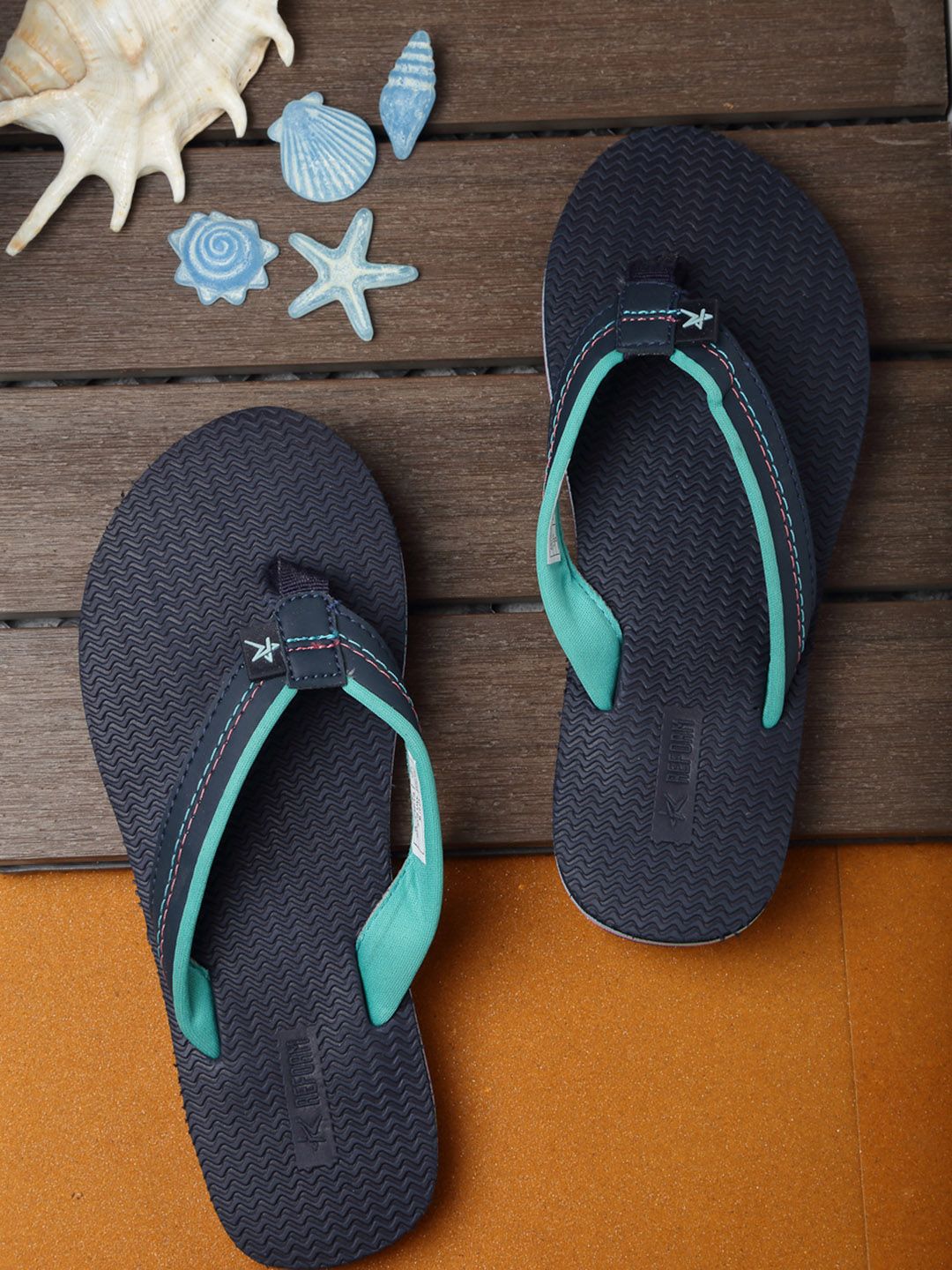 REFOAM Women Navy Blue Solid Thong Flip-Flops Price in India