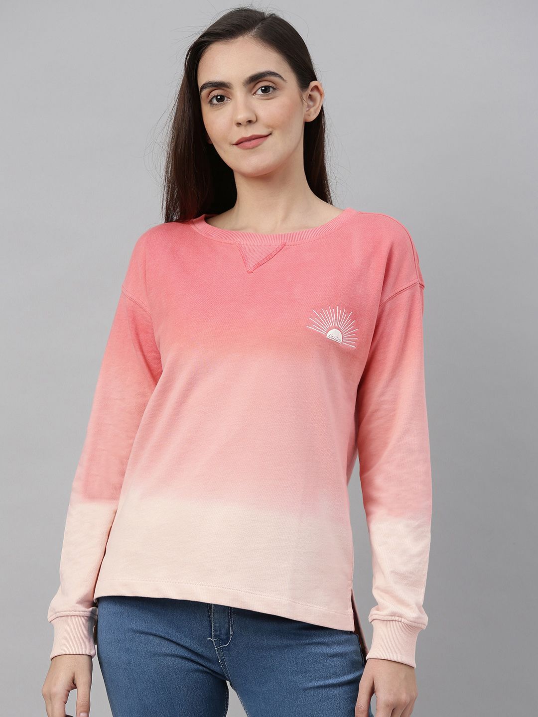 Nautica Women Pink Colourblocked Sweatshirt Price in India