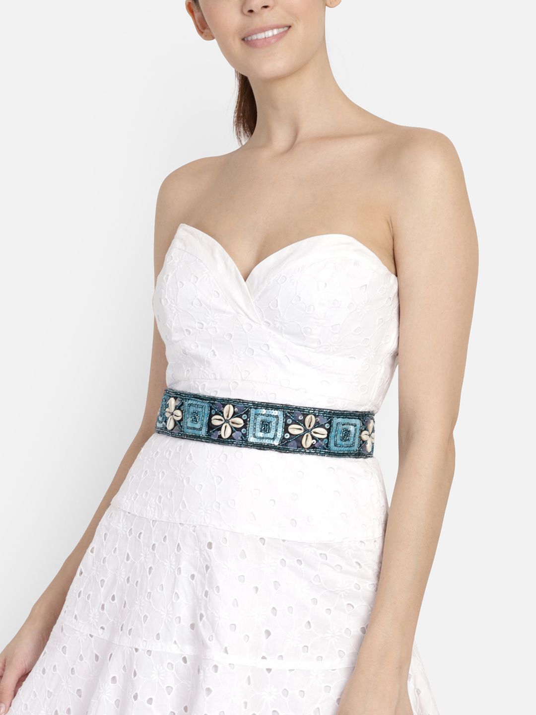 Anekaant Women Black & Blue Embellished Belt Price in India