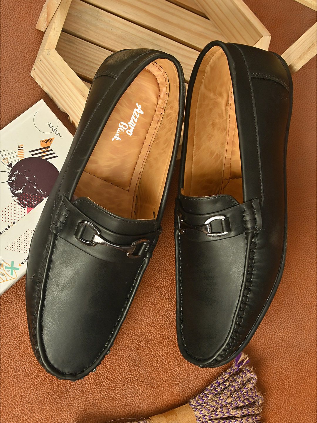 Azzaro Black Men Black Loafers