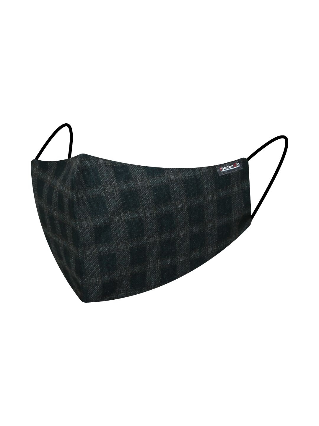 inocenCia Unisex Olive Green & Grey Checked 2-Ply Anti-Dust Reusable Cloth Mask Price in India