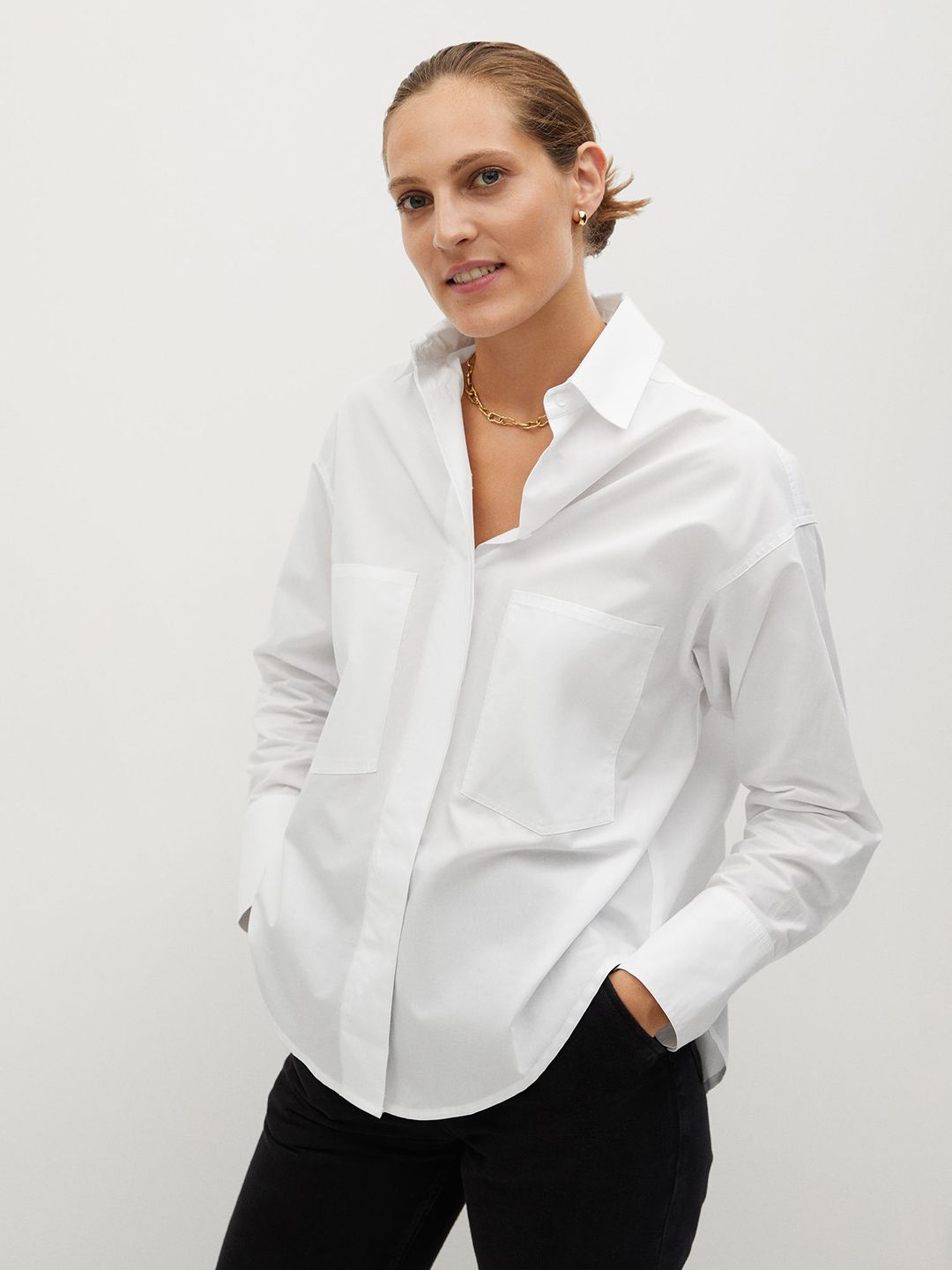 MANGO Women White Sustainable Regular Fit Solid Casual Shirt