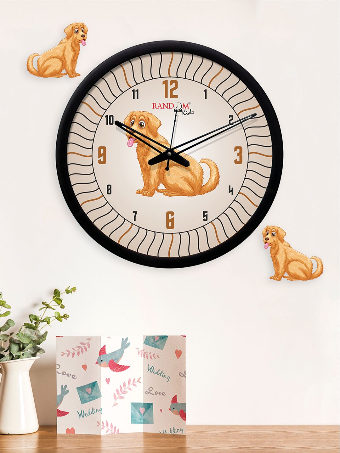 RANDOM Cream & Beige Set of 3 Round Printed Analogue Wall Clock & Wall Decor Price in India