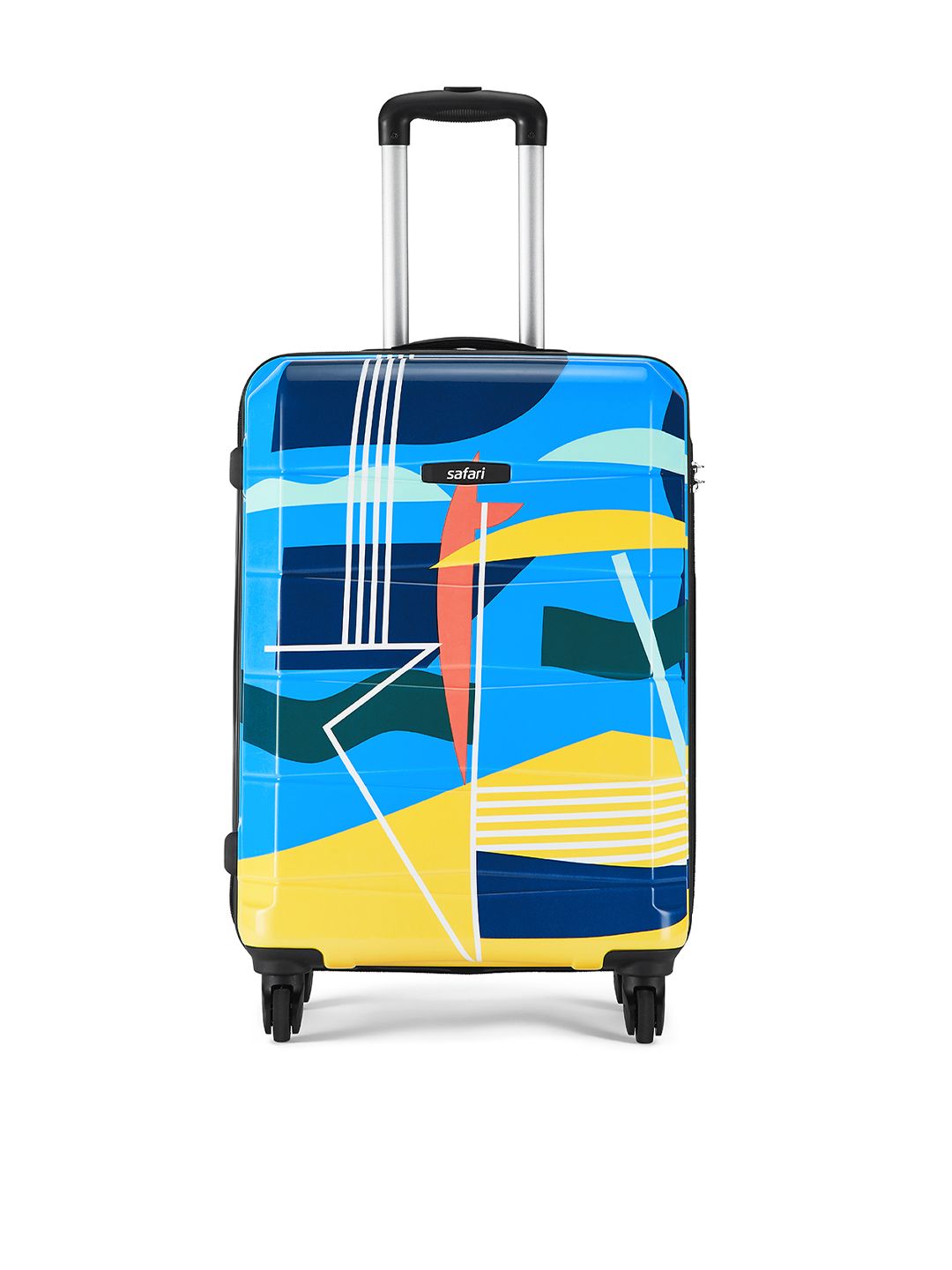 Safari Blue & Yellow Printed Cabin-Sized Trolley Bag Price in India