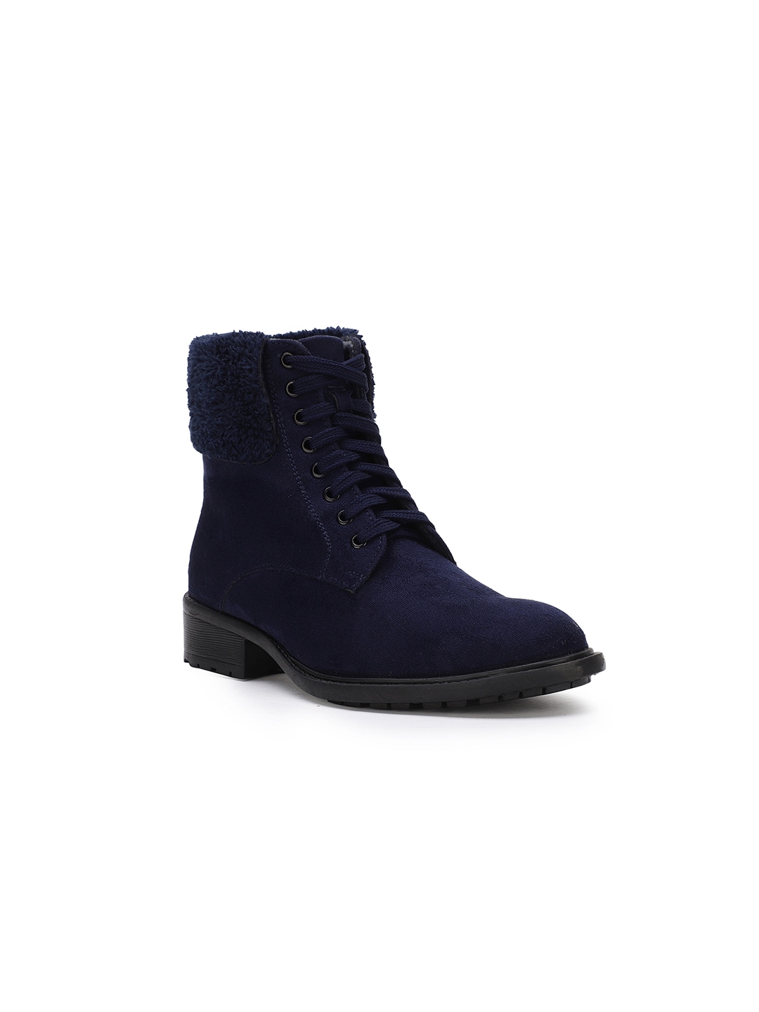 Bruno Manetti Women Navy Blue Solid Heeled Boots Price in India