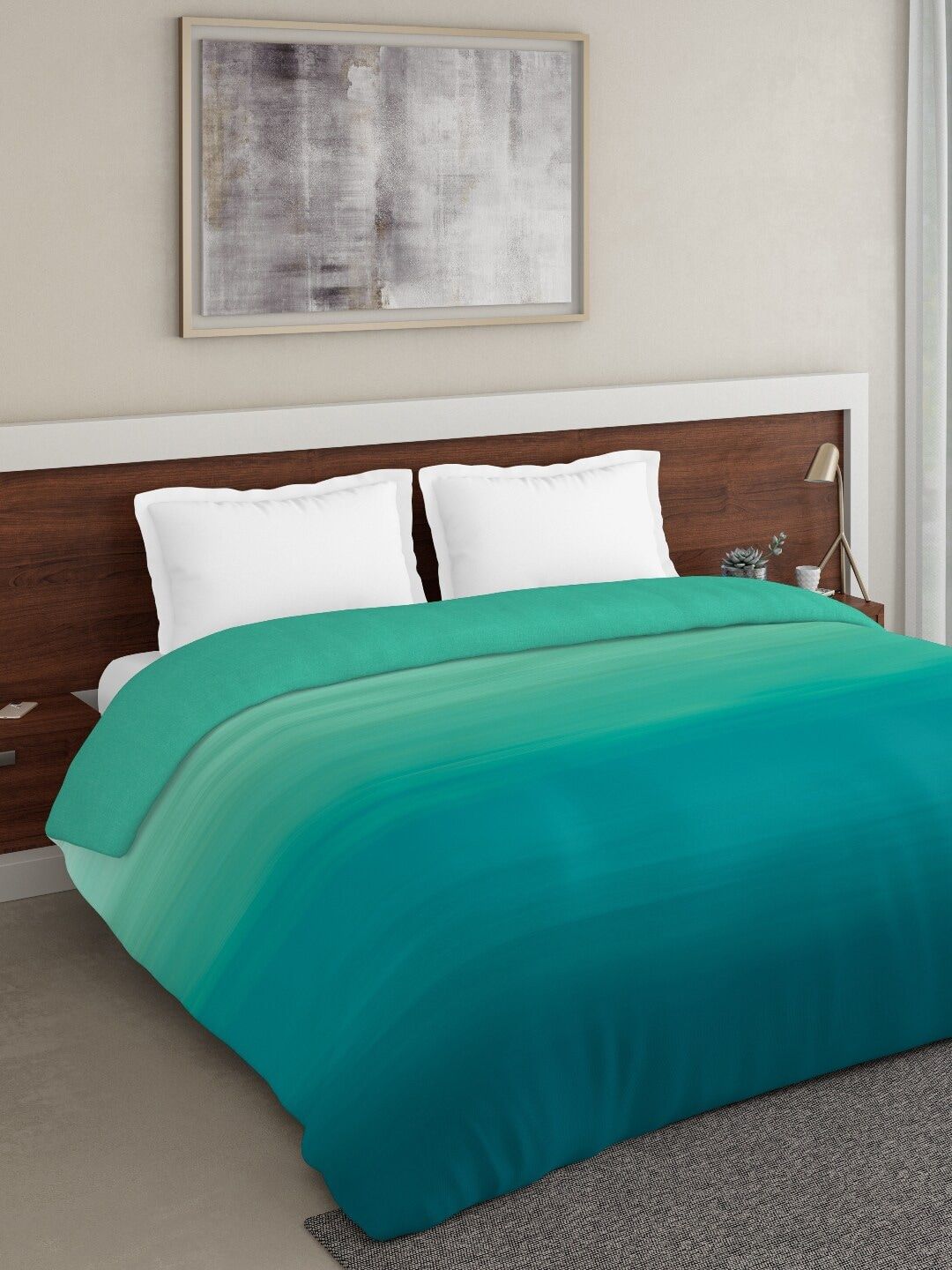 DDecor Green & Blue Solid Mild Winter 210 GSM Double Bed Comforter Price in India
