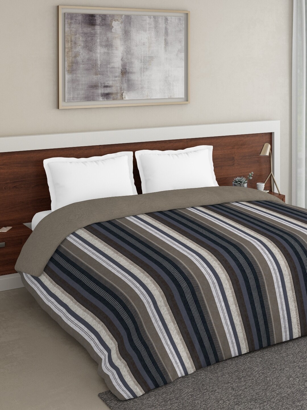 DDecor Multicoloured Striped Mild Winter 210 GSM Double Bed Comforter Price in India