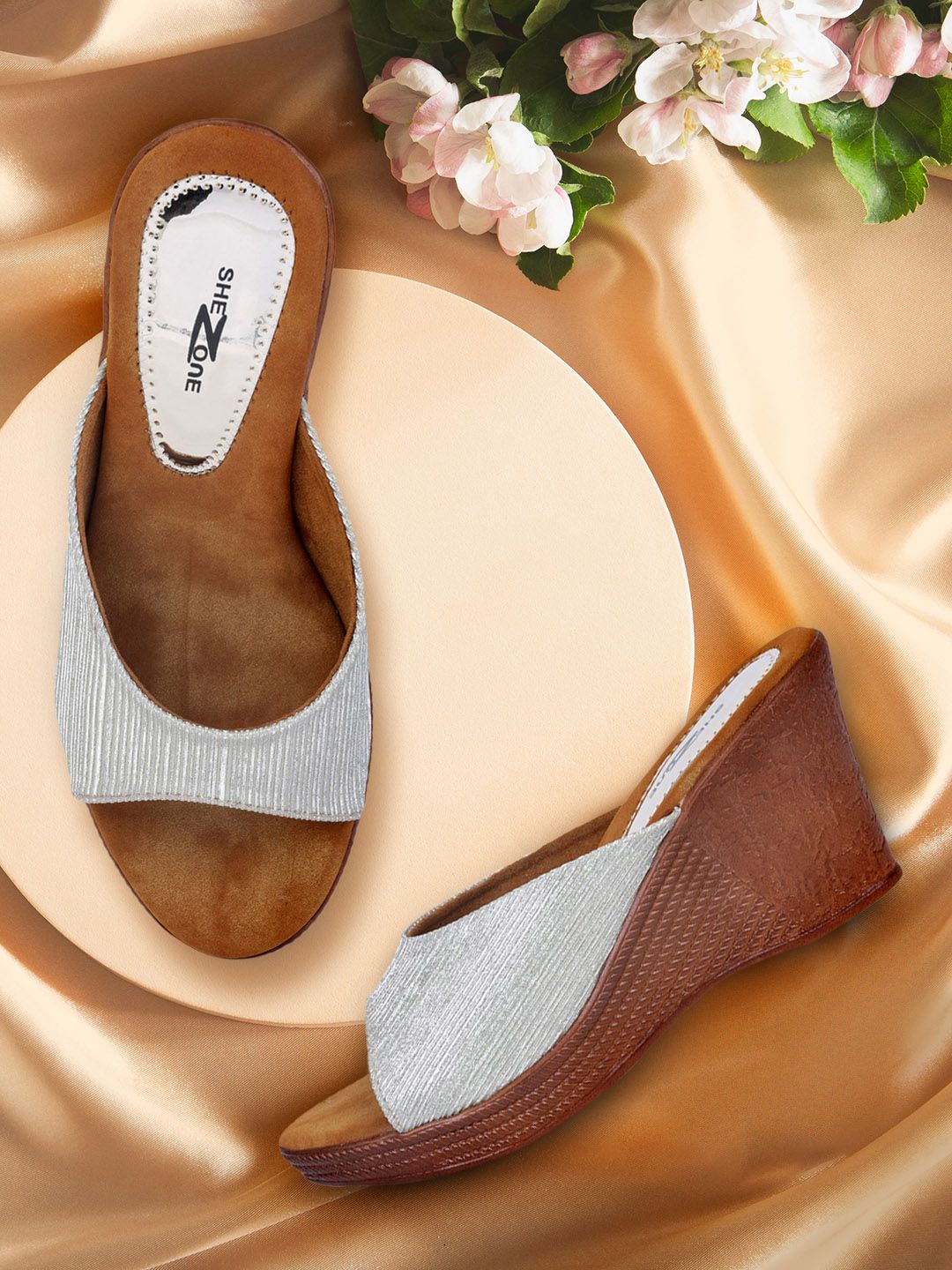 Shezone Women Silver-Toned Solid Wedges Price in India