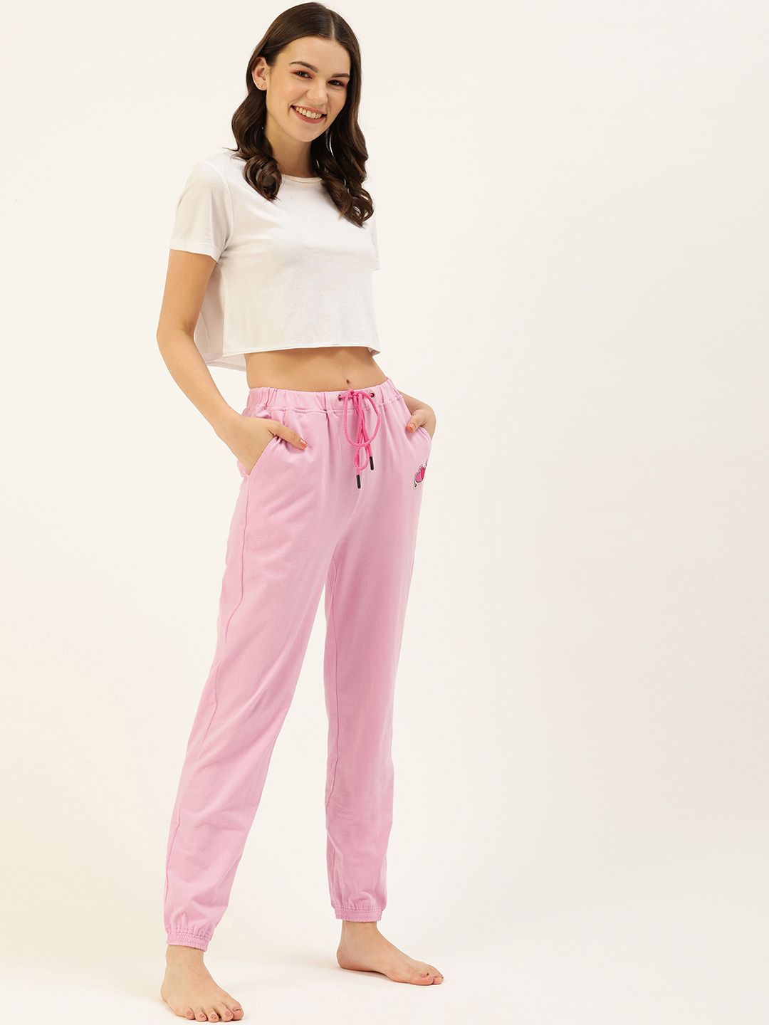 DressBerry Women Pink Solid Lounge Joggers Price in India