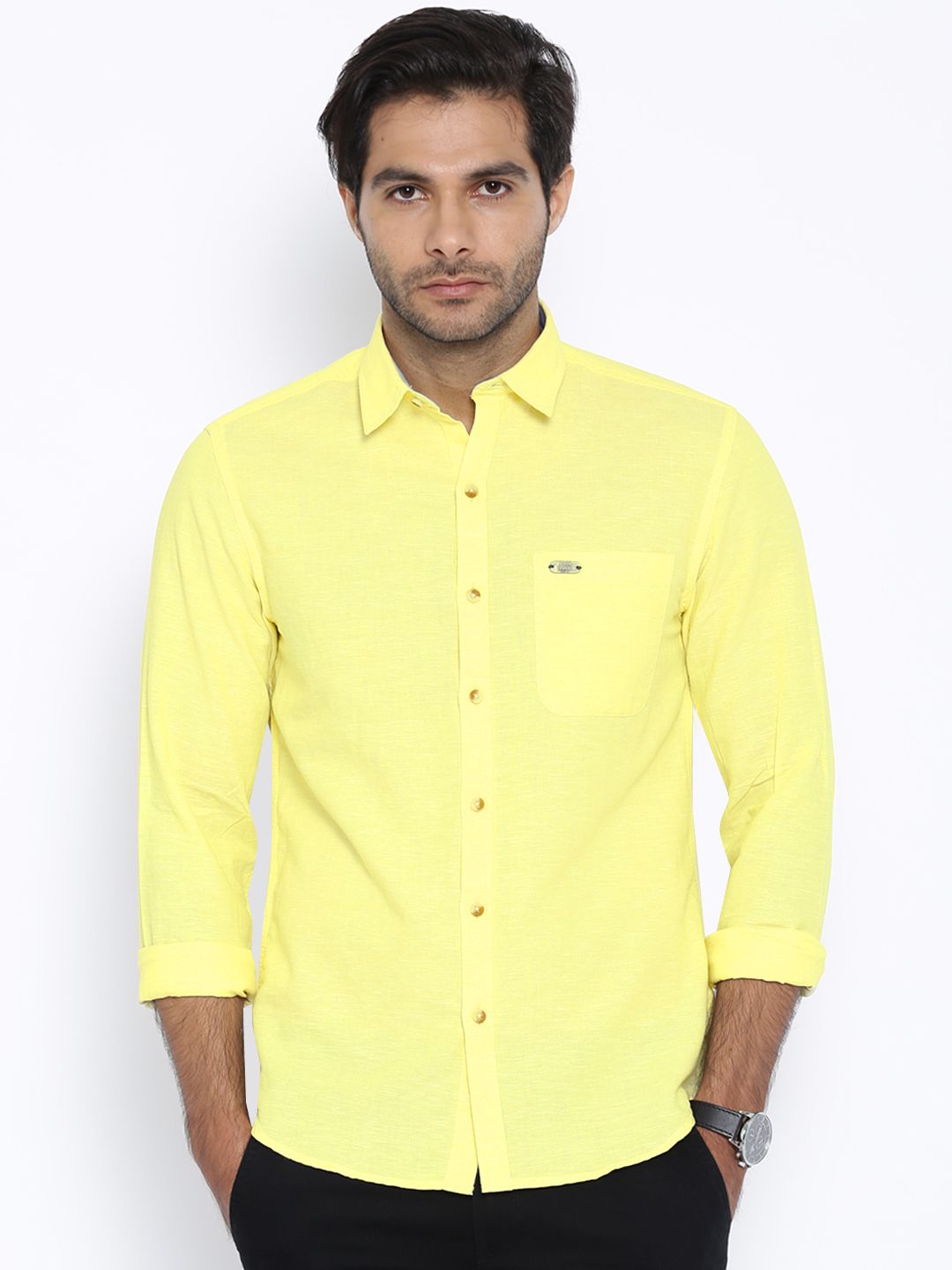 Yellow Linen Shirt Dress