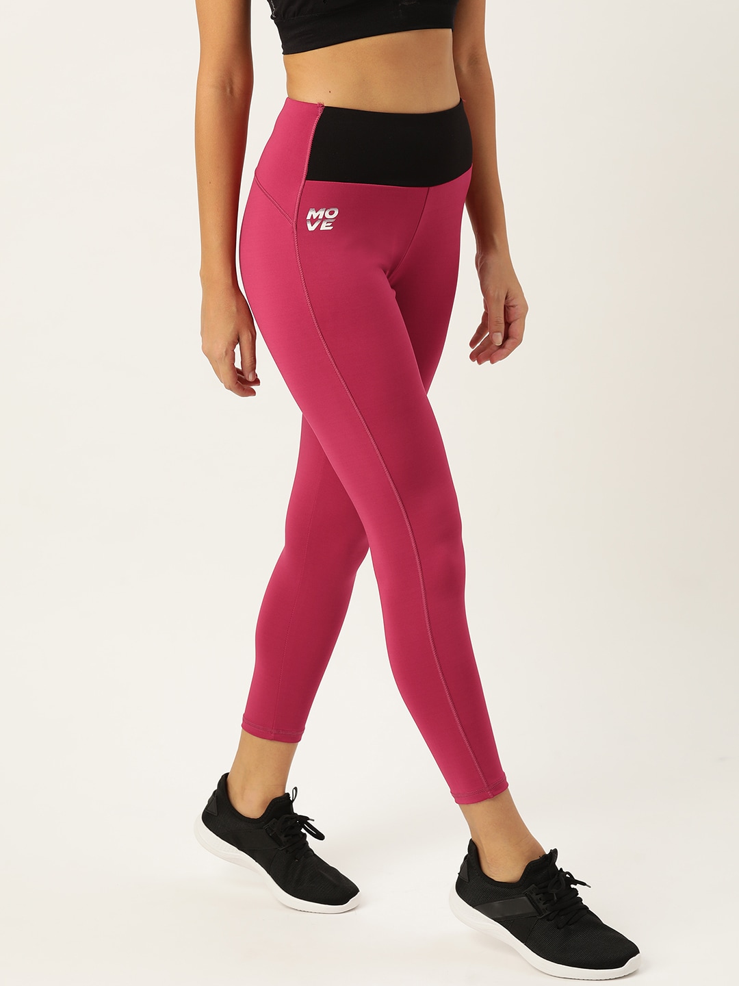 DressBerry Women Magenta Pink Solid Knitted Cropped Tights Price in India