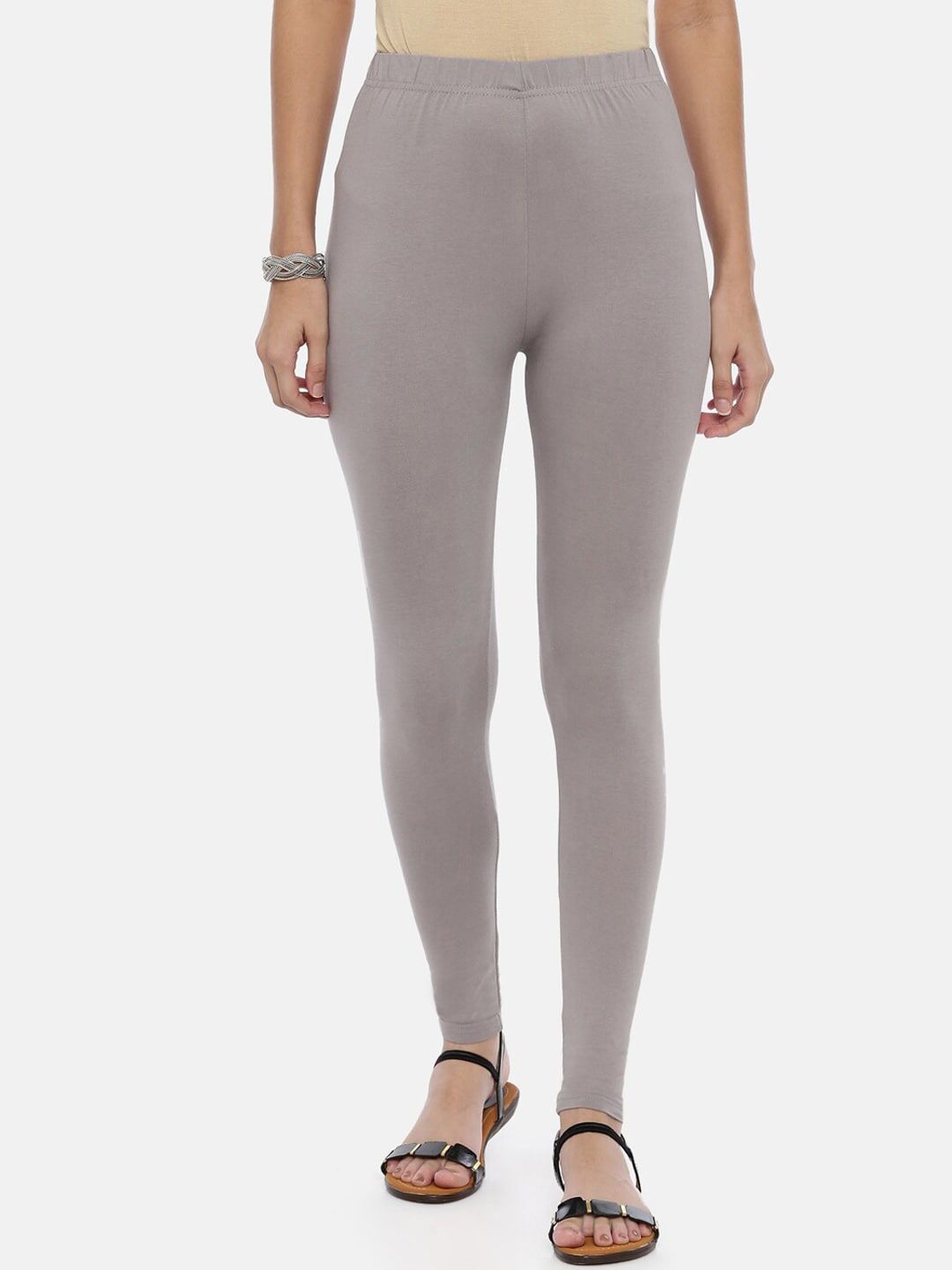 Souchii Women Grey Solid Slim-Fit Ankle-Length Leggings Price in India