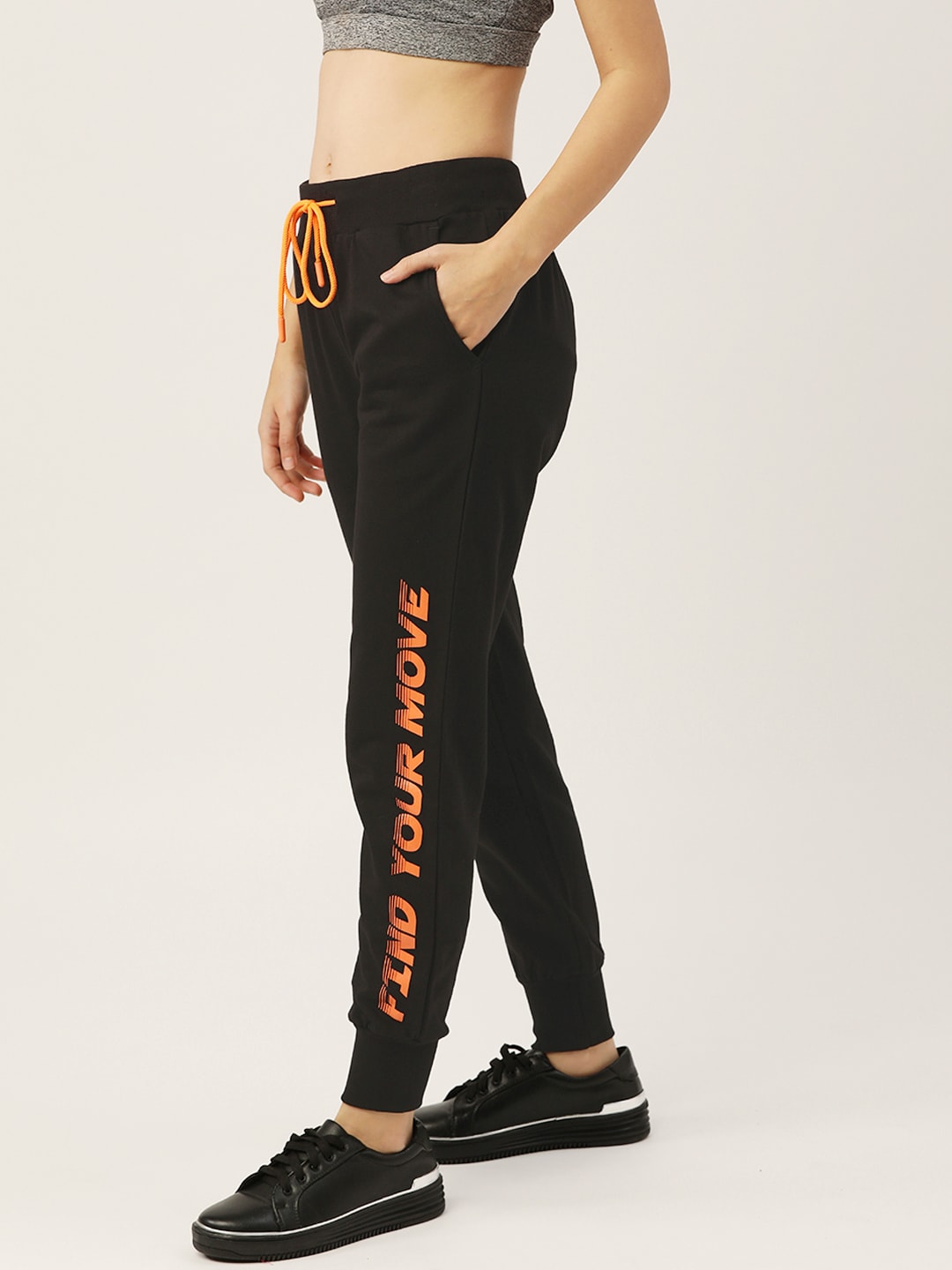 DressBerry Women Black Straight Fit Solid Pure Cotton Joggers Price in India