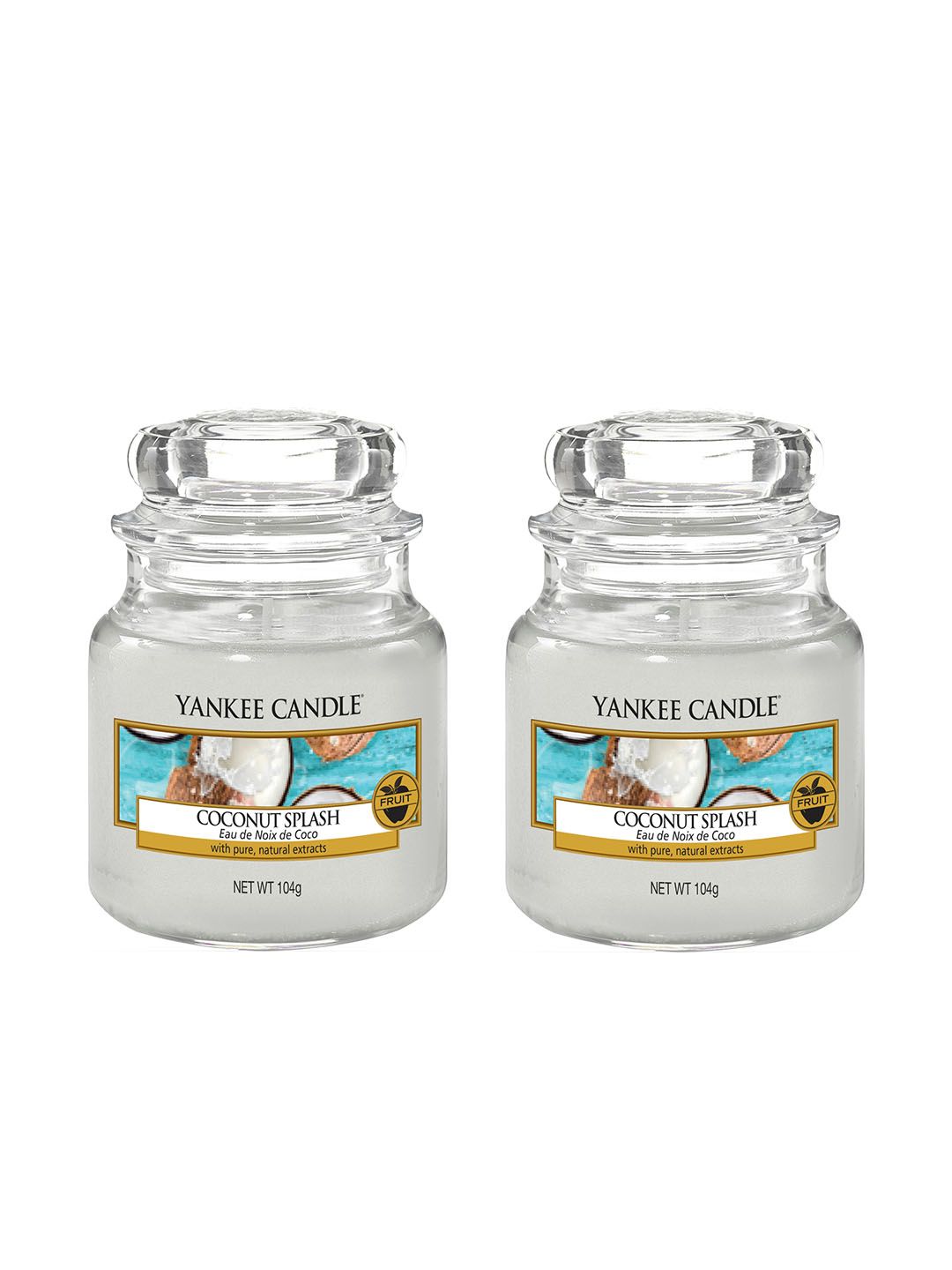 YANKEE CANDLE 2Pcs Scented 1 Wick Coconut Splash Solid Geometric Regular Jar Candles